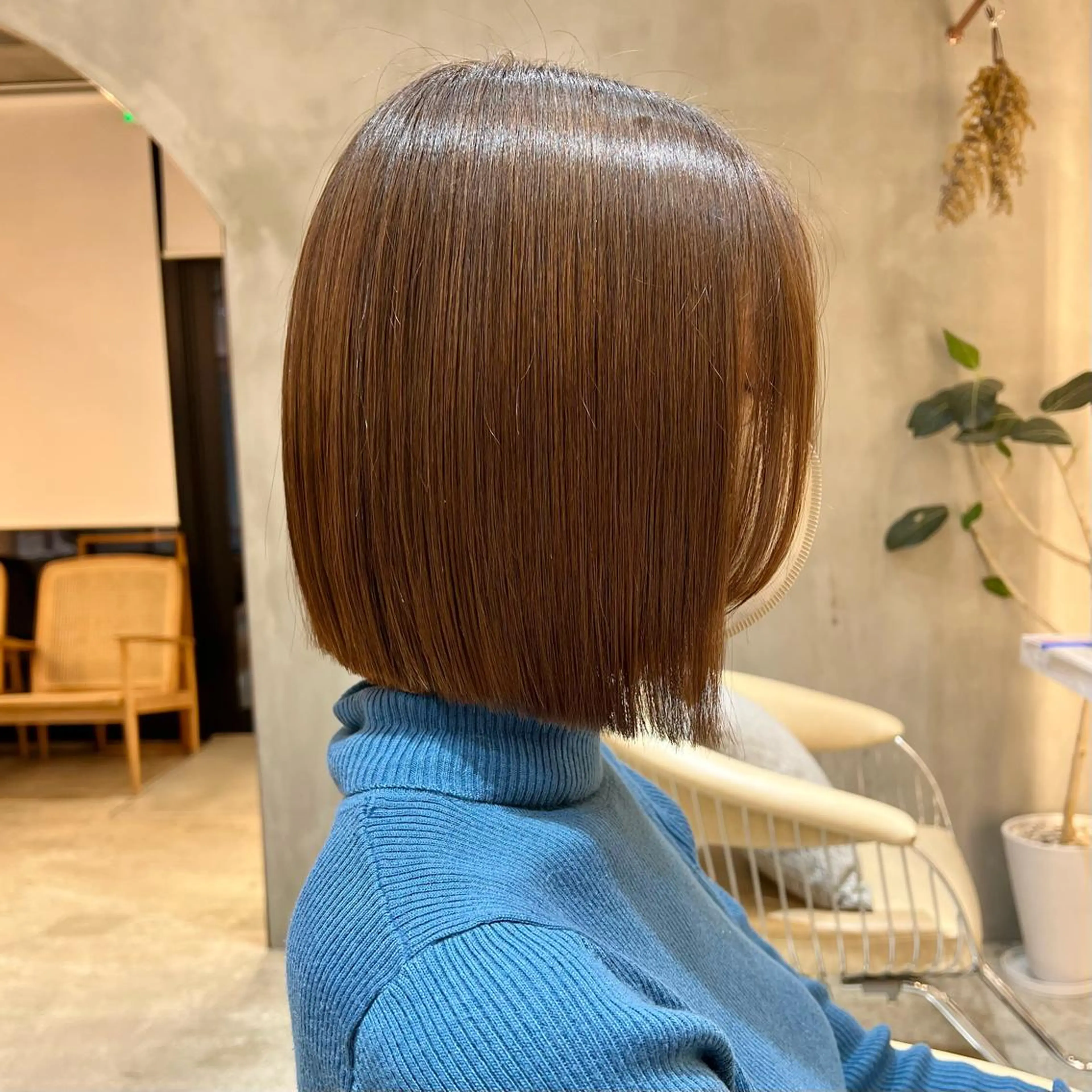 ショート カラー ボブ/巻ける縮毛矯正 /韓国レイヤーはなのヘアスタイル