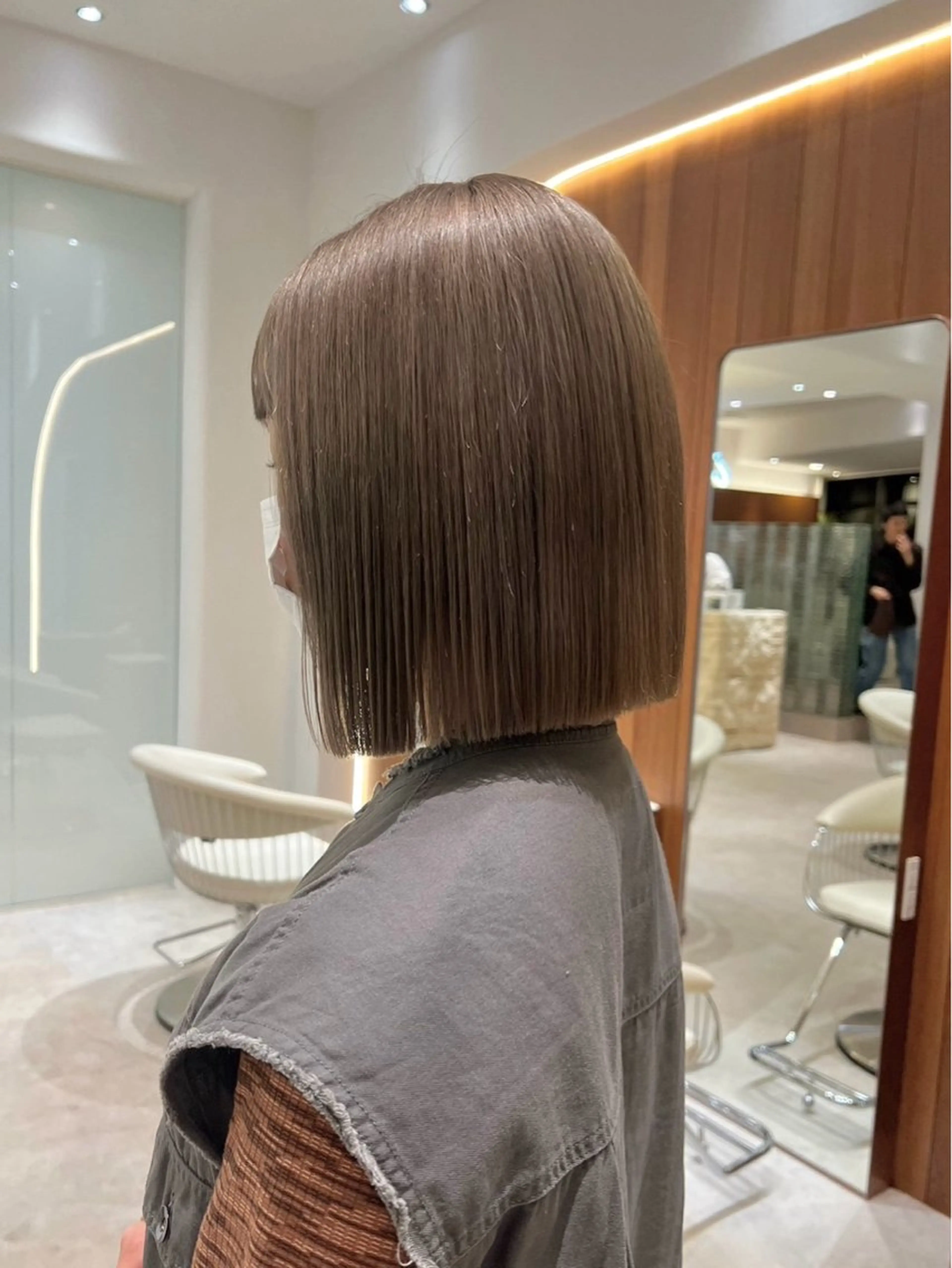 ミディアム カラー ボブレイヤー ボブ レイヤーカット カット ヘアカラー トリートメント 渋谷／タッセルボブ ／顔周り/加邊凌也のヘアスタイル