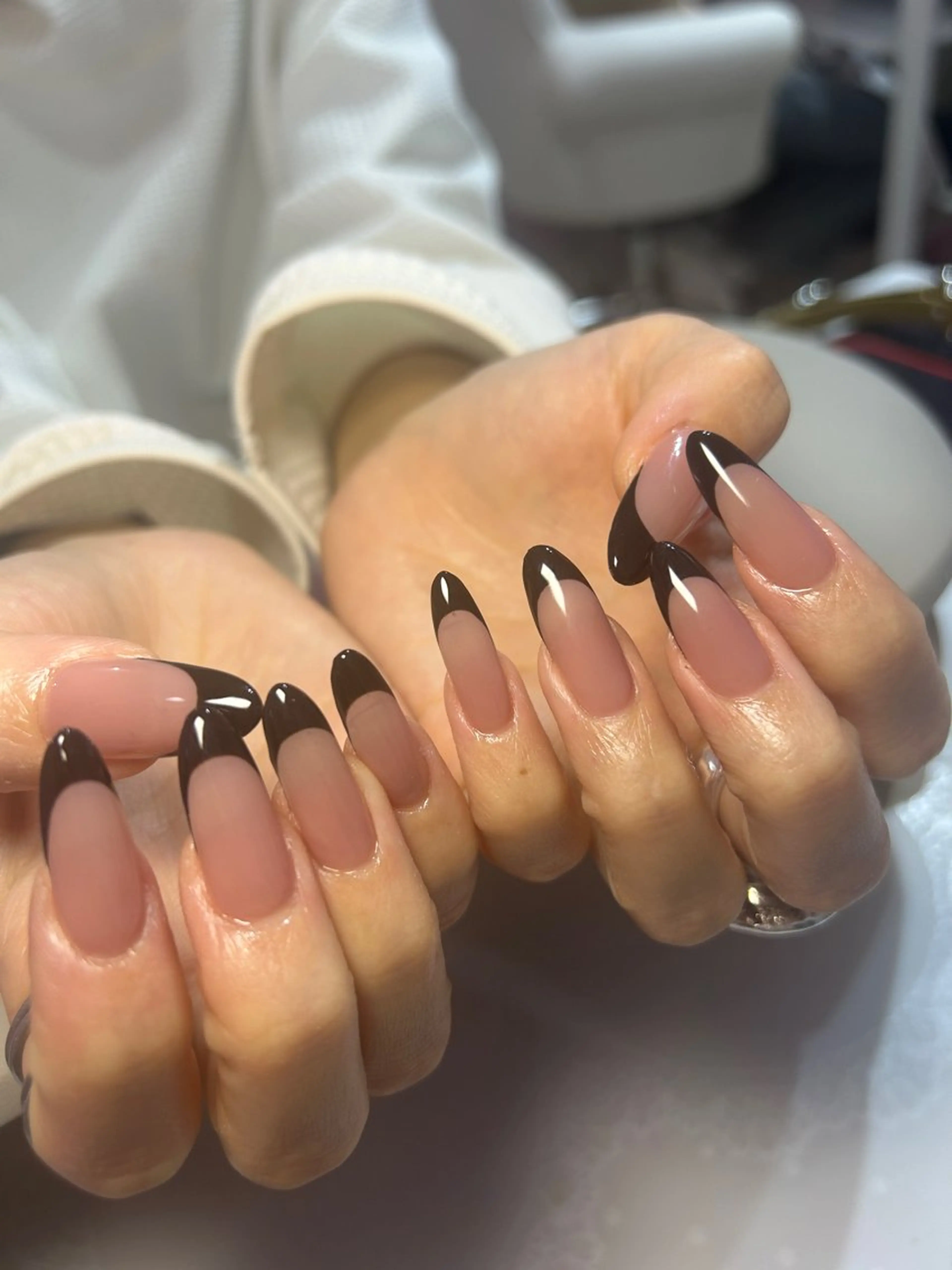 オフ込みチップ長さだし(シンプルフレンチ,ベースカラー1色付き)の写真