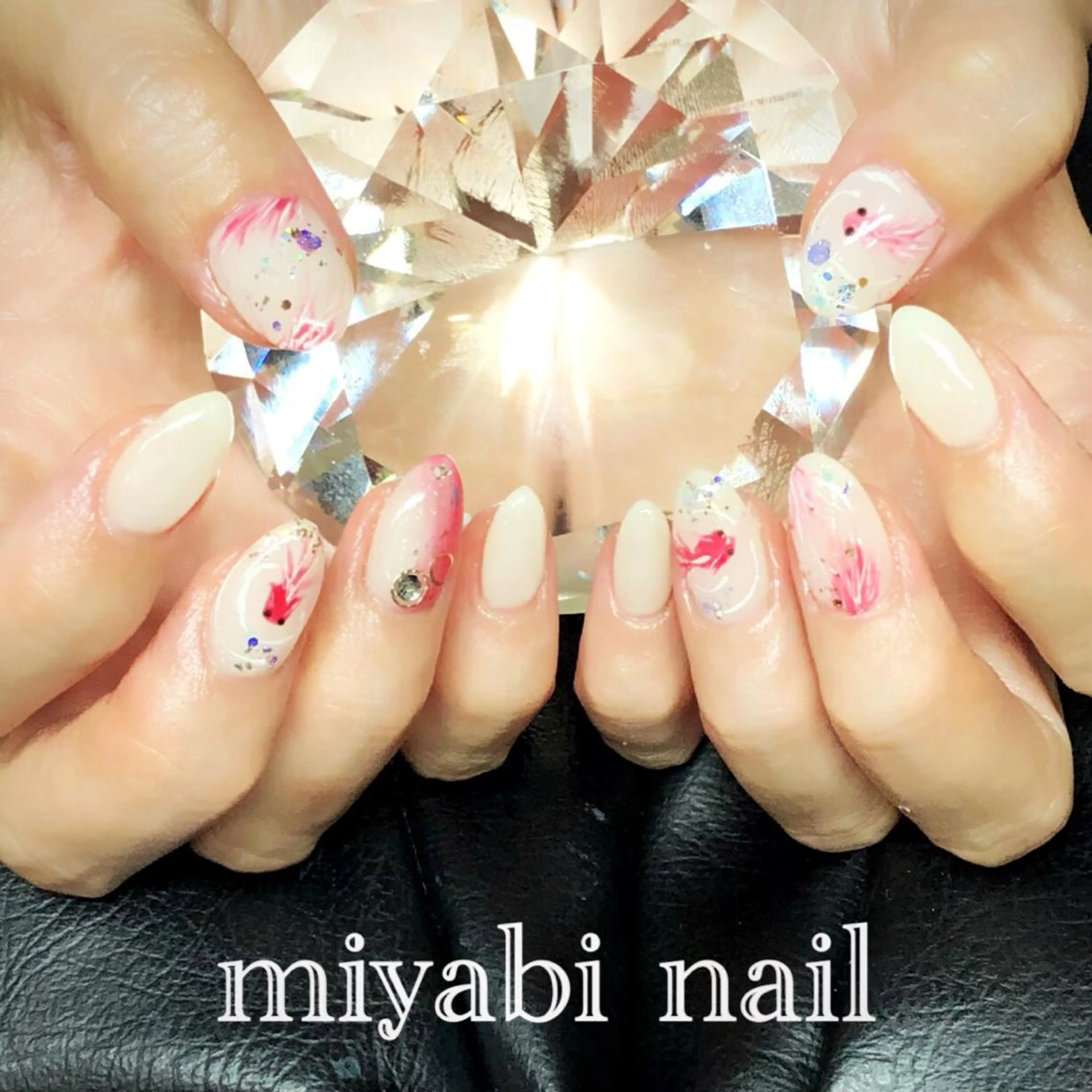 ネイル アートネイル 持ち込み 夏ネイル ハンドネイル miyabi nail 桂川駅近くのネイルデザイン