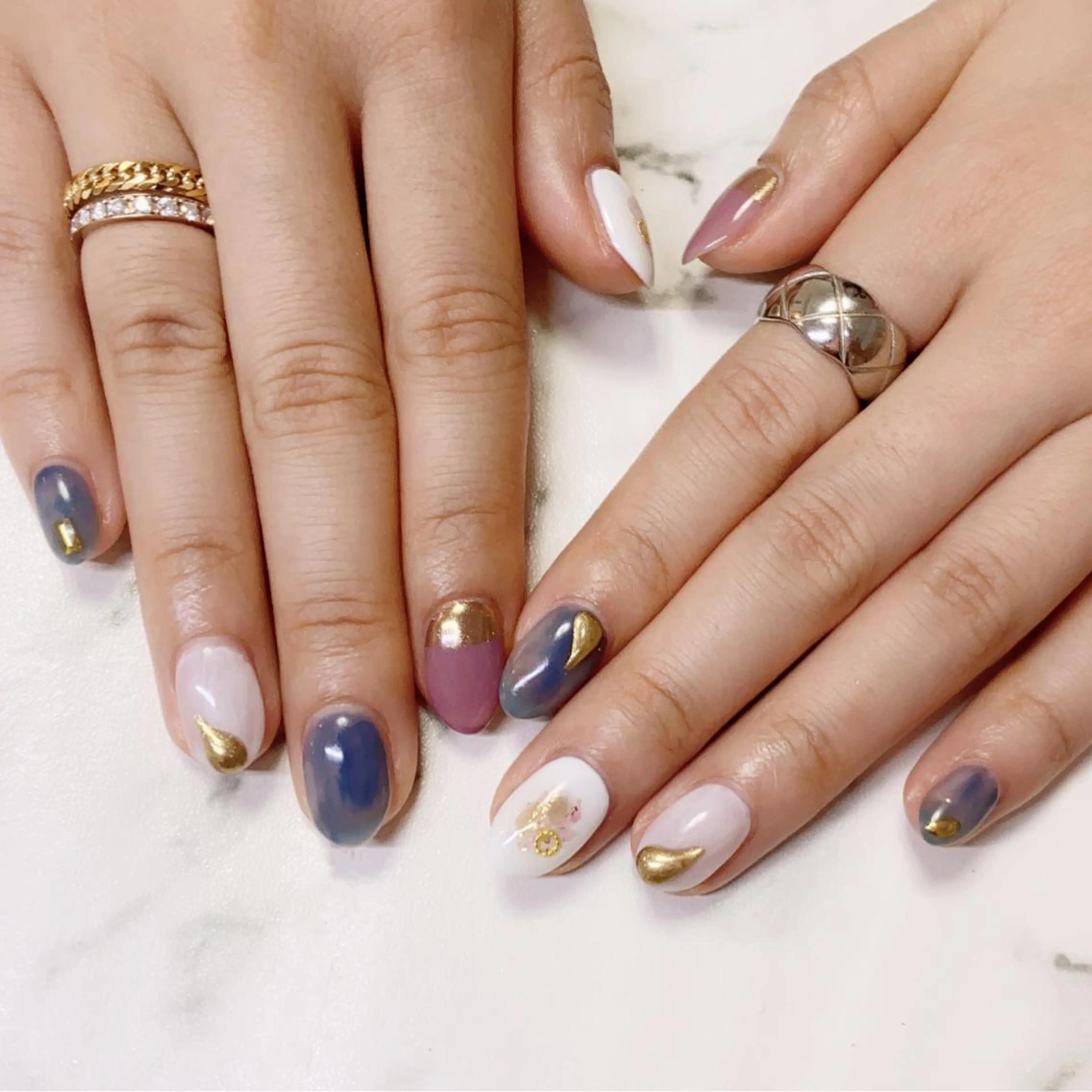 ロング カラー ネイル Q Free nailsのネイルデザイン
