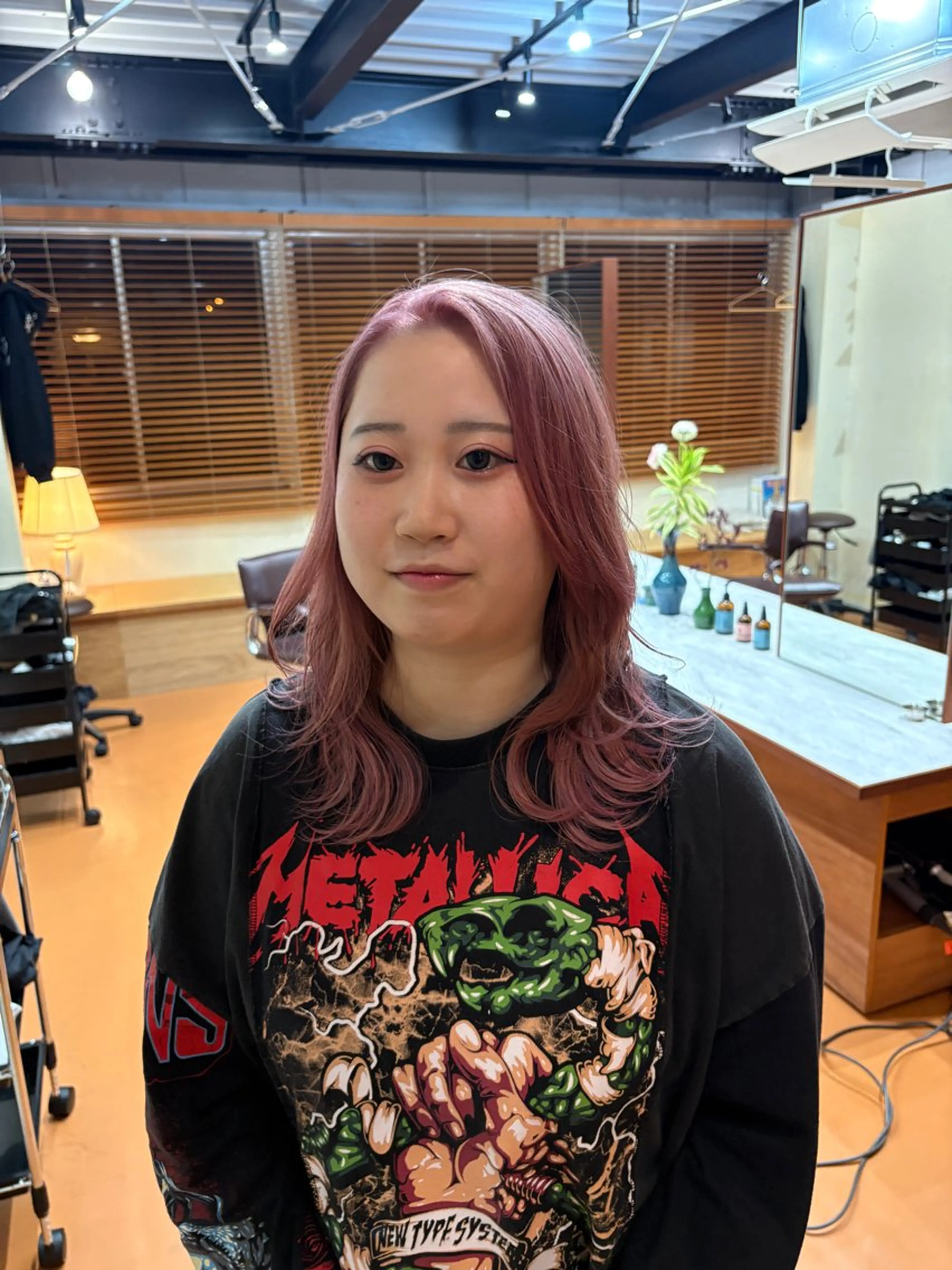 ミディアム カラー ブリーチ ピンクカラー ヘアカラー トリートメント 京都/カラー/松野 翔のヘアスタイル