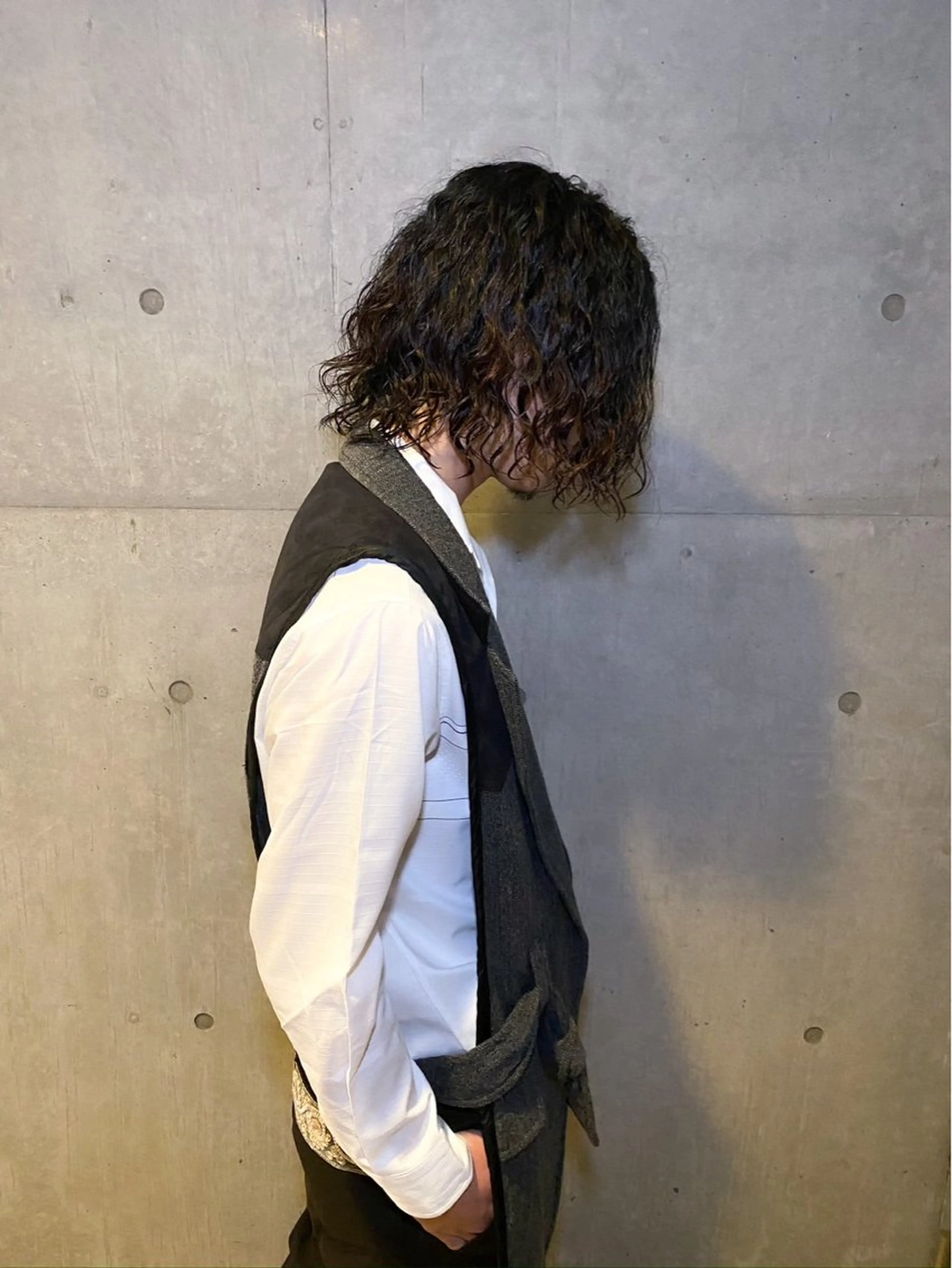 ミディアム パーマ メンズ ボブ Repos by moi所属・RINA/特殊ヘア/ 高発色ワンカラーのヘアスタイル