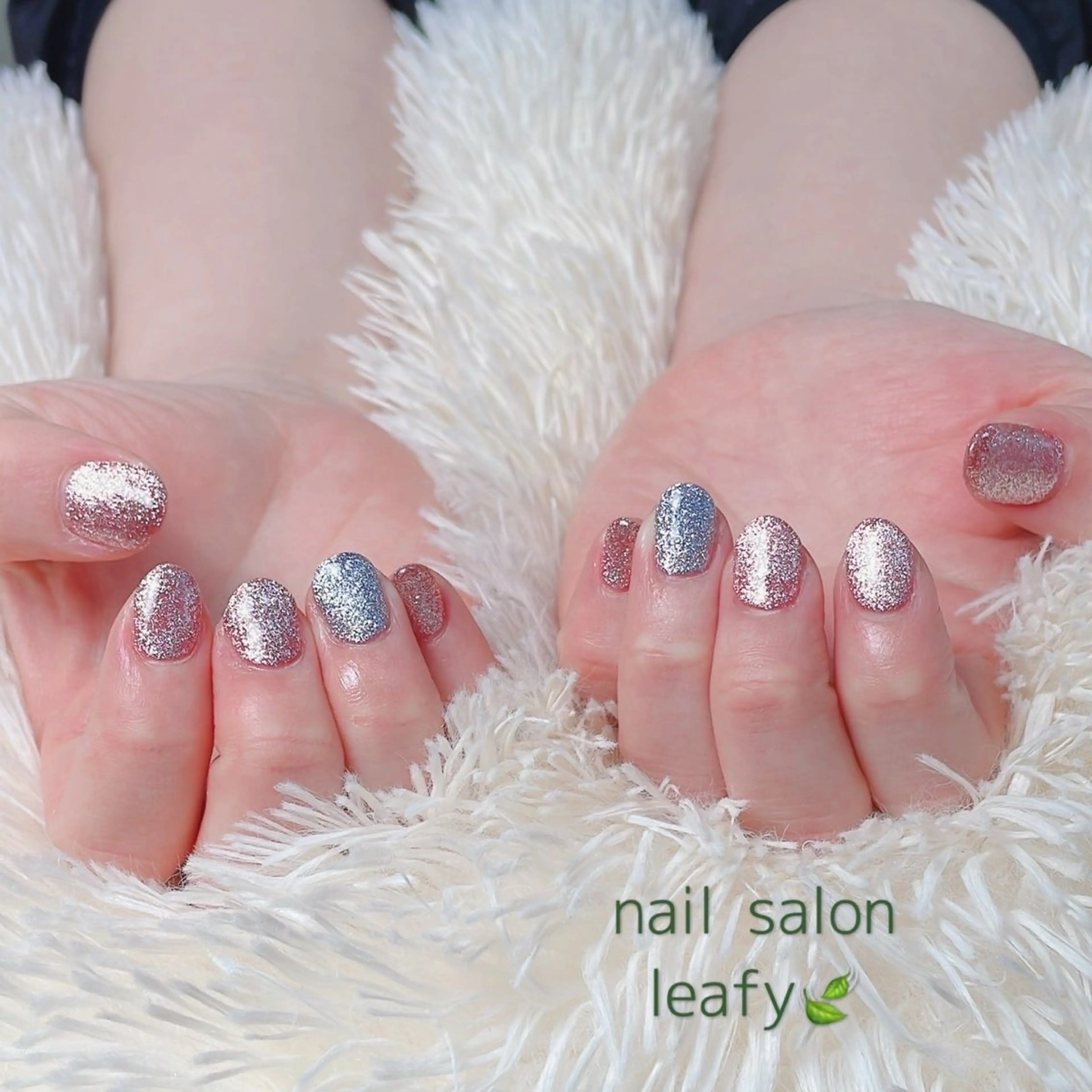 ネイル ブルー マグネットネイル ピンク ネイルサロン leafyのネイルデザイン
