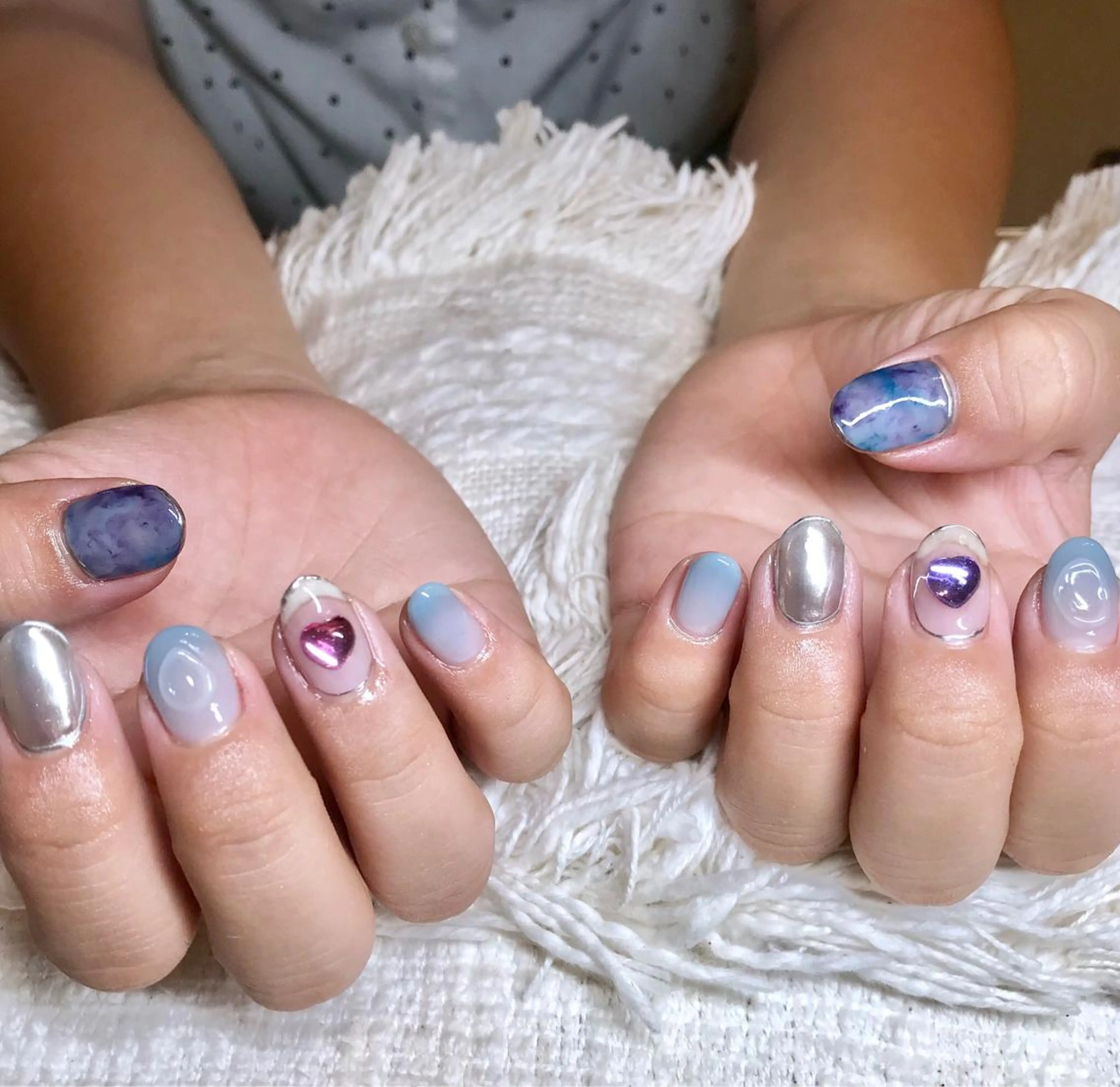 ショート カラー ネイル ブルーカラー ブルー nail&eye Aoのマツエク・マツパデザイン