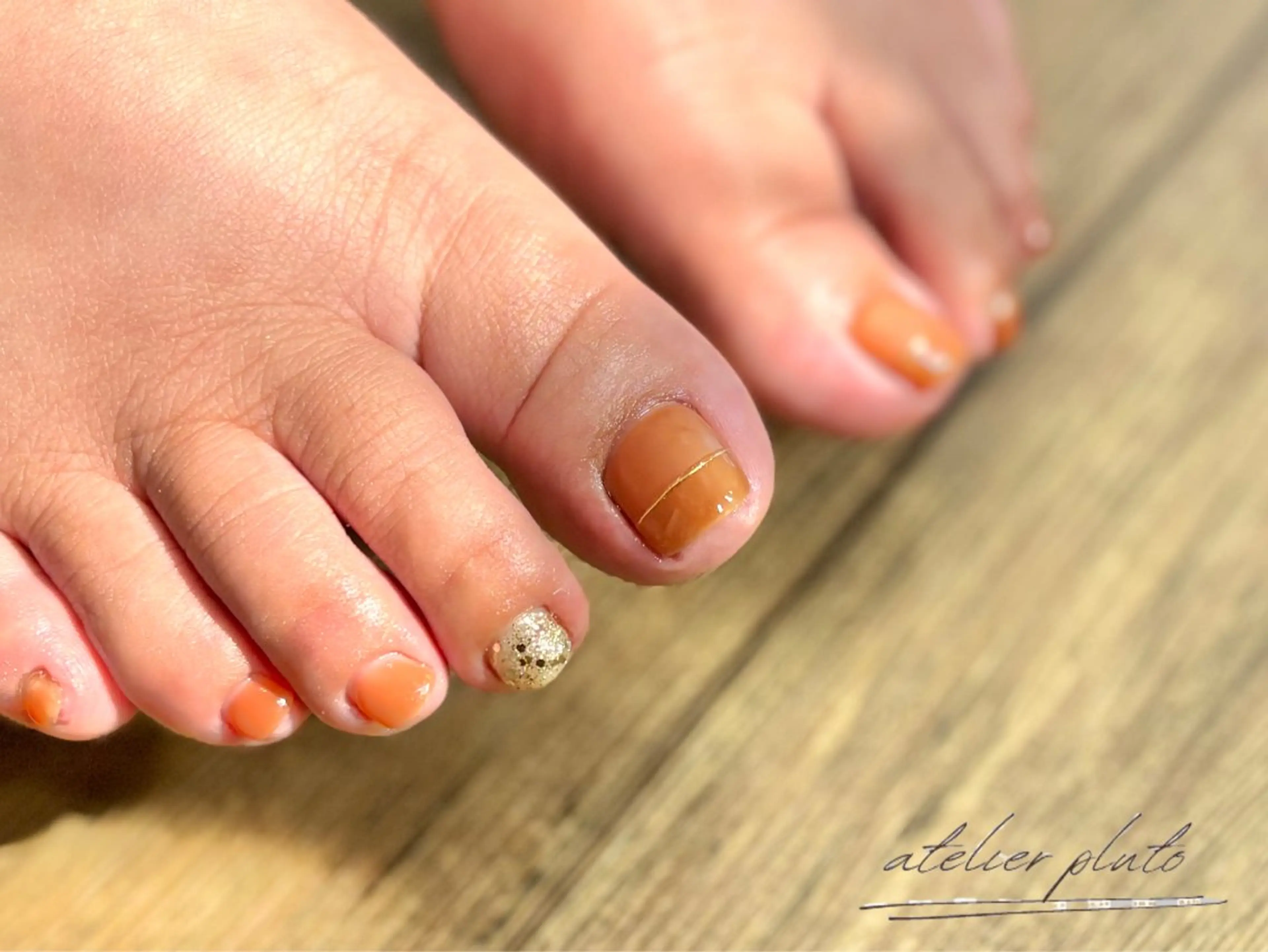 ネイル ブラウン オレンジ atelier plutoのネイルデザイン
