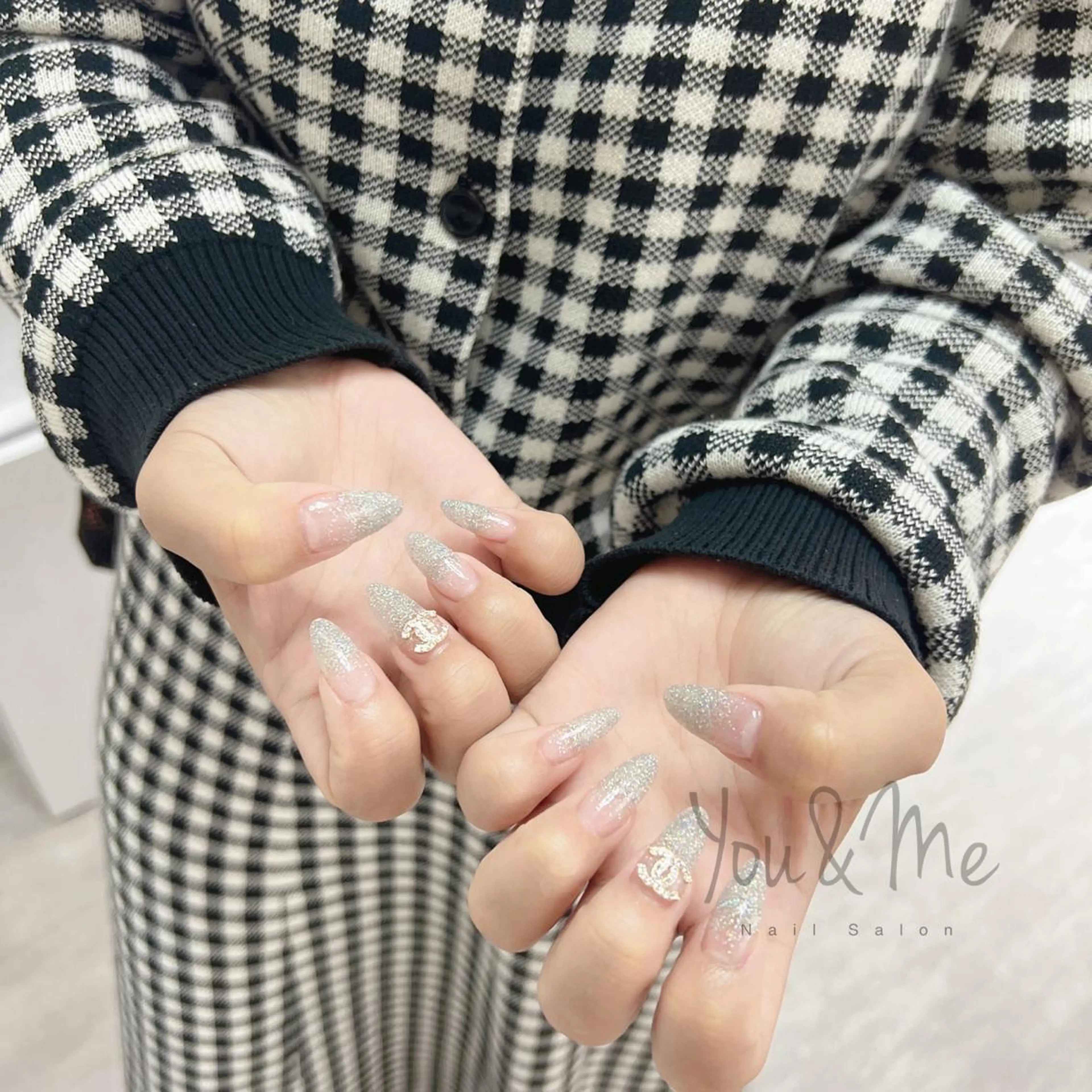 ネイル アートネイル フラッシュネイル フレンチネイル ジェルネイル ガラスフレンチ You&Me Yukiのネイルデザイン