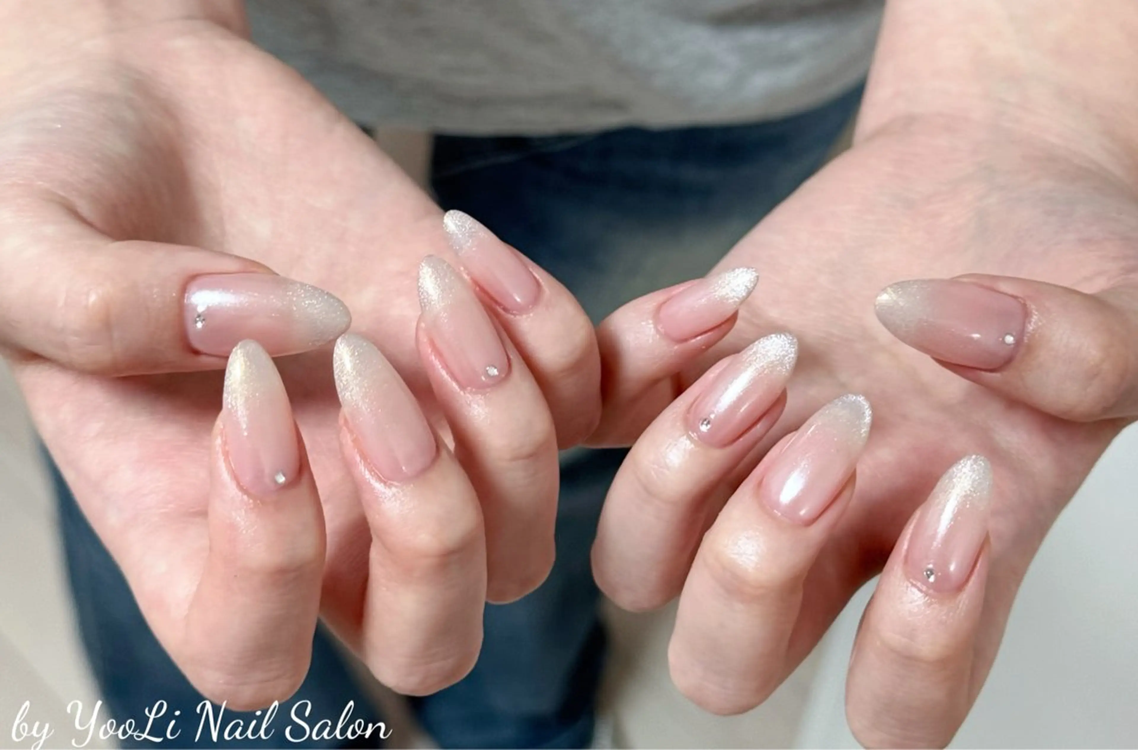 ネイル アートネイル オーロラネイル チークネイル フレンチネイル ガラスフレンチ ハンドネイル 🎀🎀YooLi Nail Salonのネイルデザイン