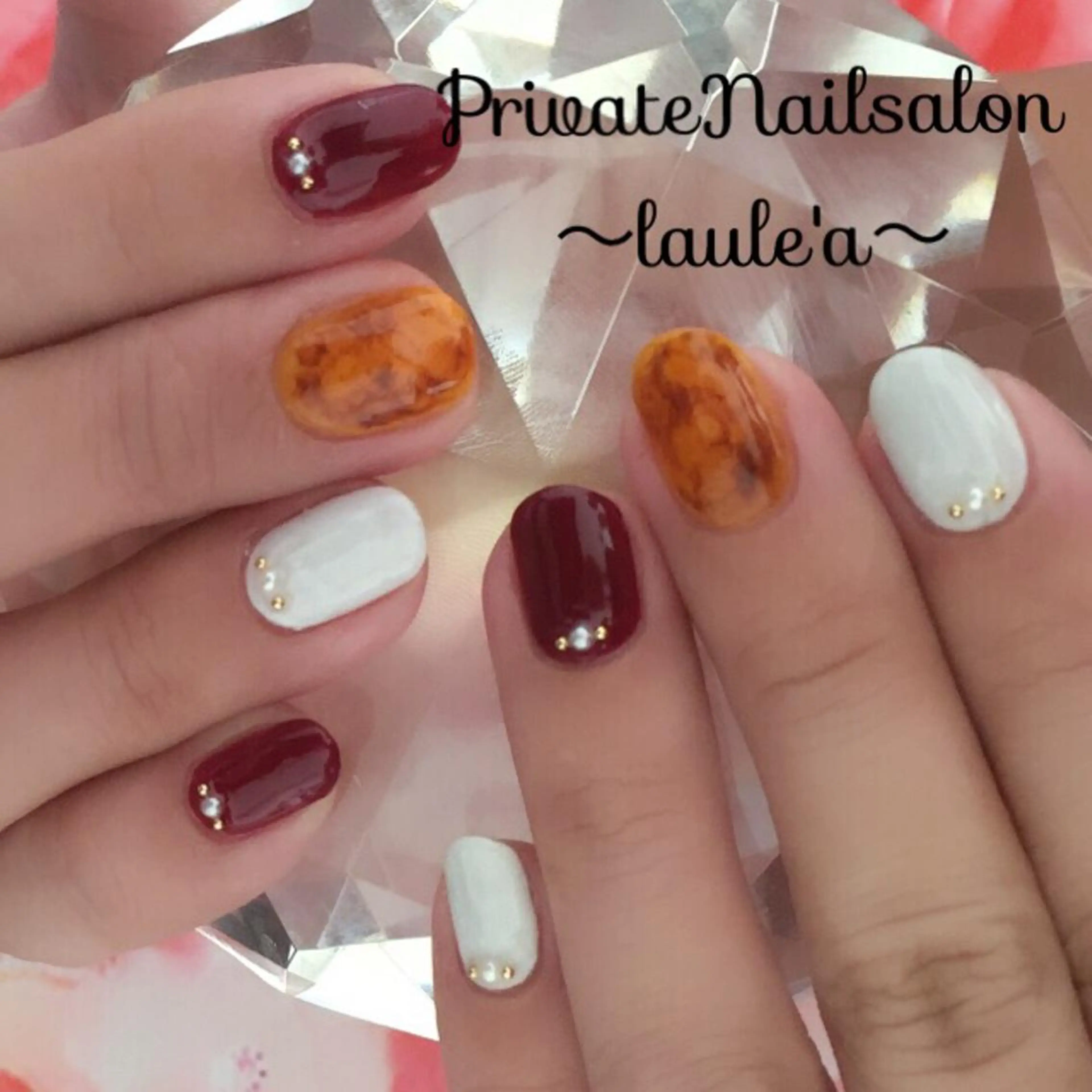 ショート ネイル べっ甲ネイル Nailsalon laule'aのネイルデザイン