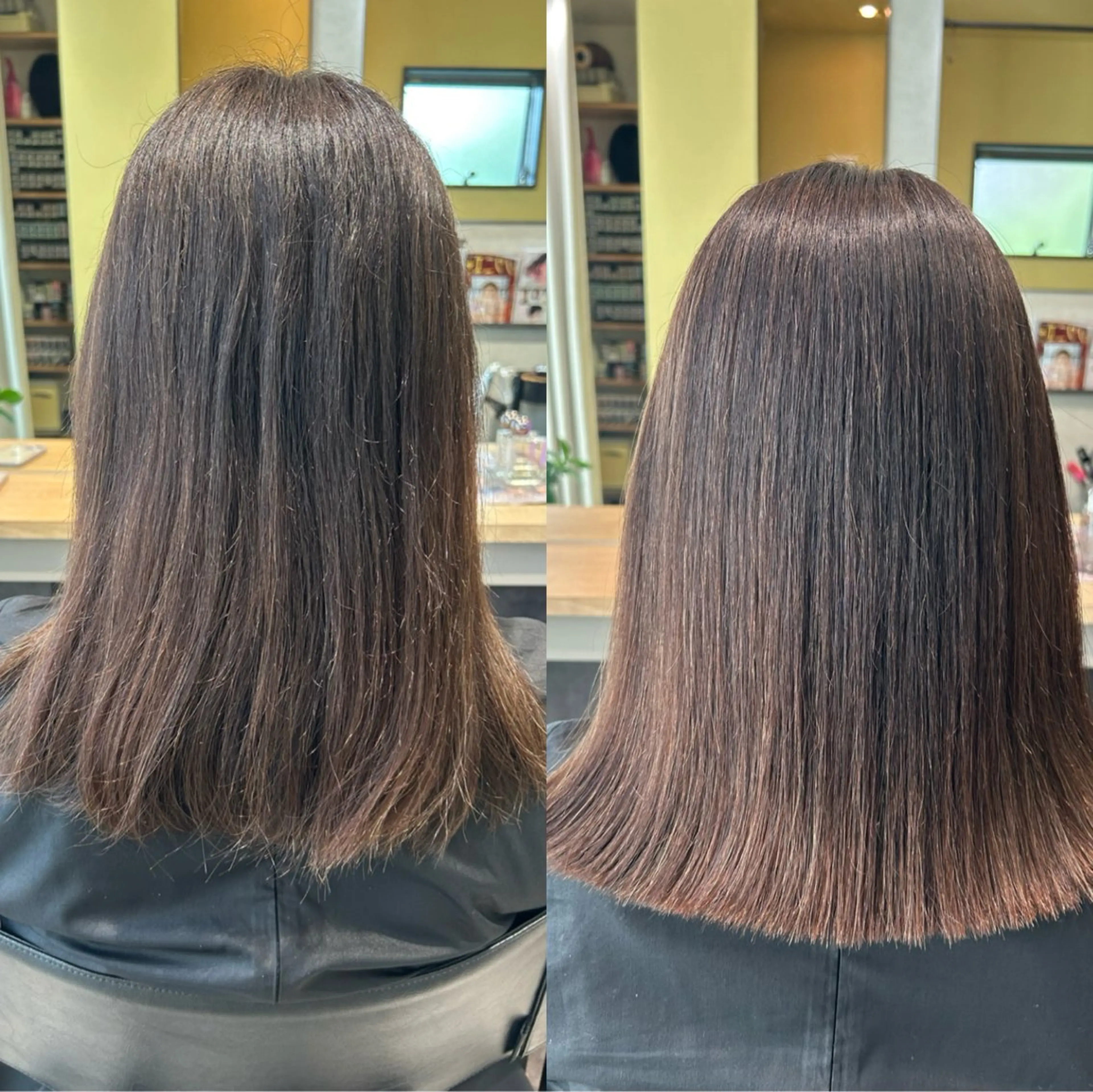 セミロング パーマ カット 縮毛矯正 トリートメント hub hair レイヤー/透明感のヘアスタイル