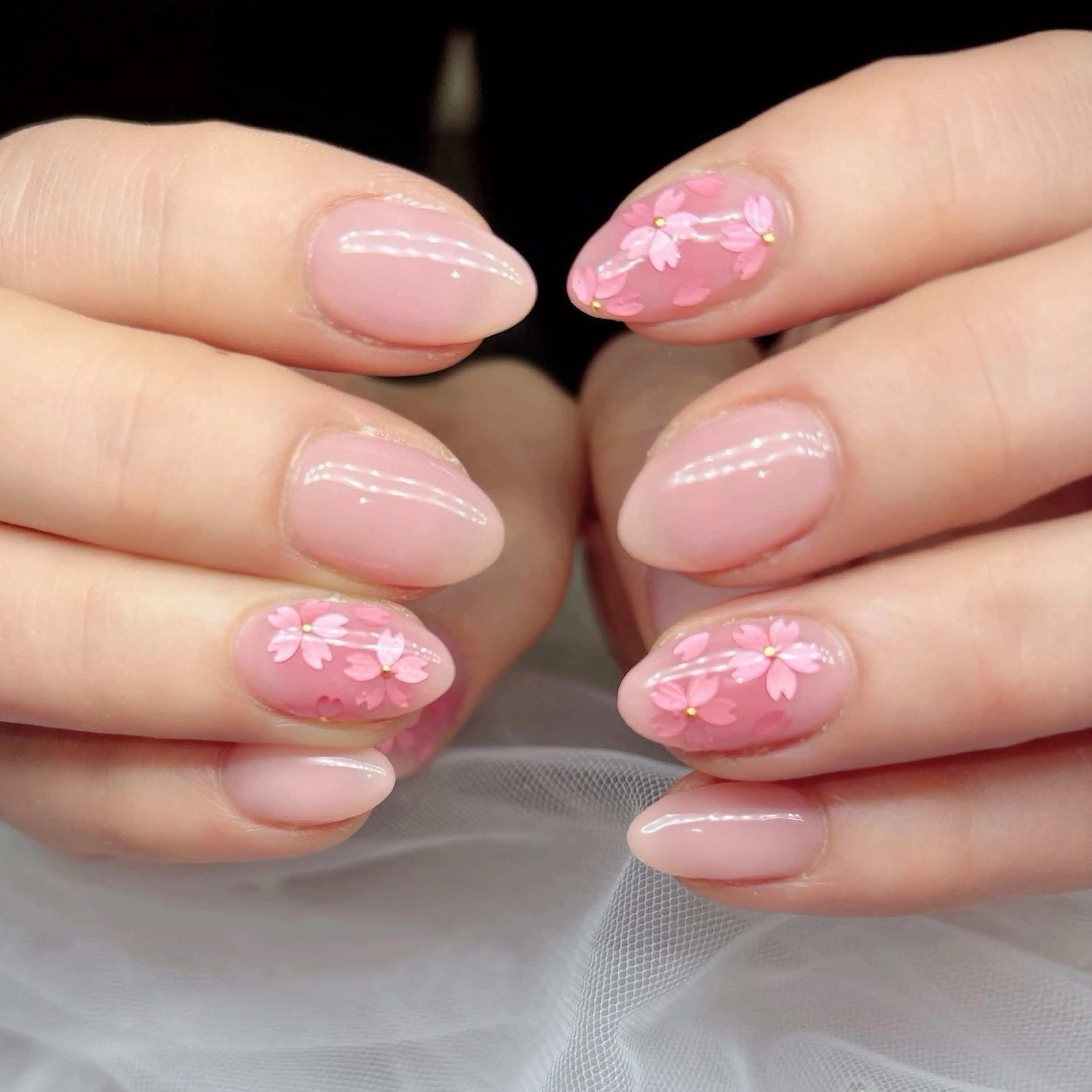 ネイル 桜ネイル 春ネイル ハンドネイル 心斎橋Salon Epokkuのネイルデザイン