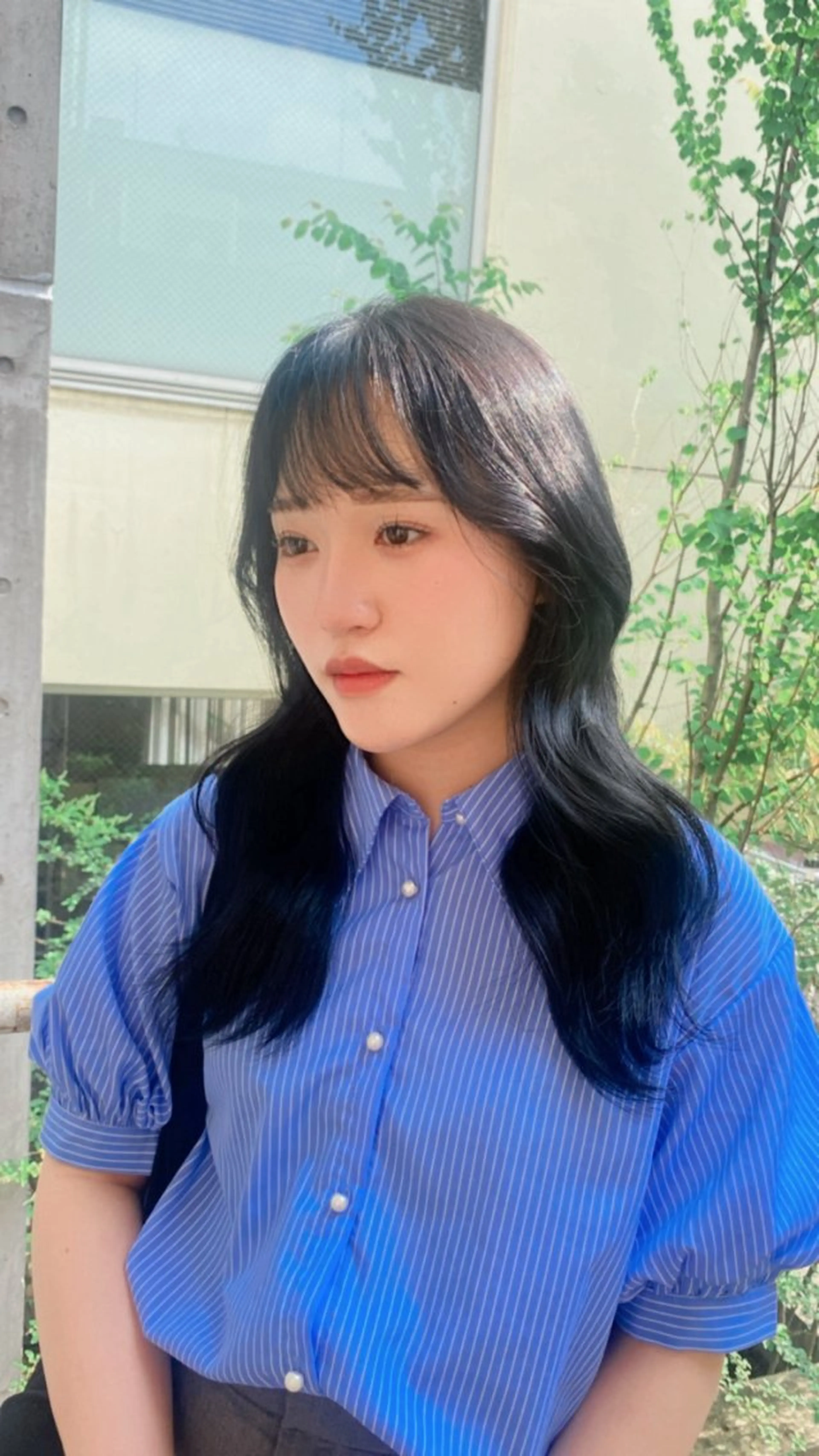 ロング カラー 黒髪 ブルーカラー ブルーブラック トリートメント エクステ/メンズ/レ イヤー/Myuukaのヘアスタイル