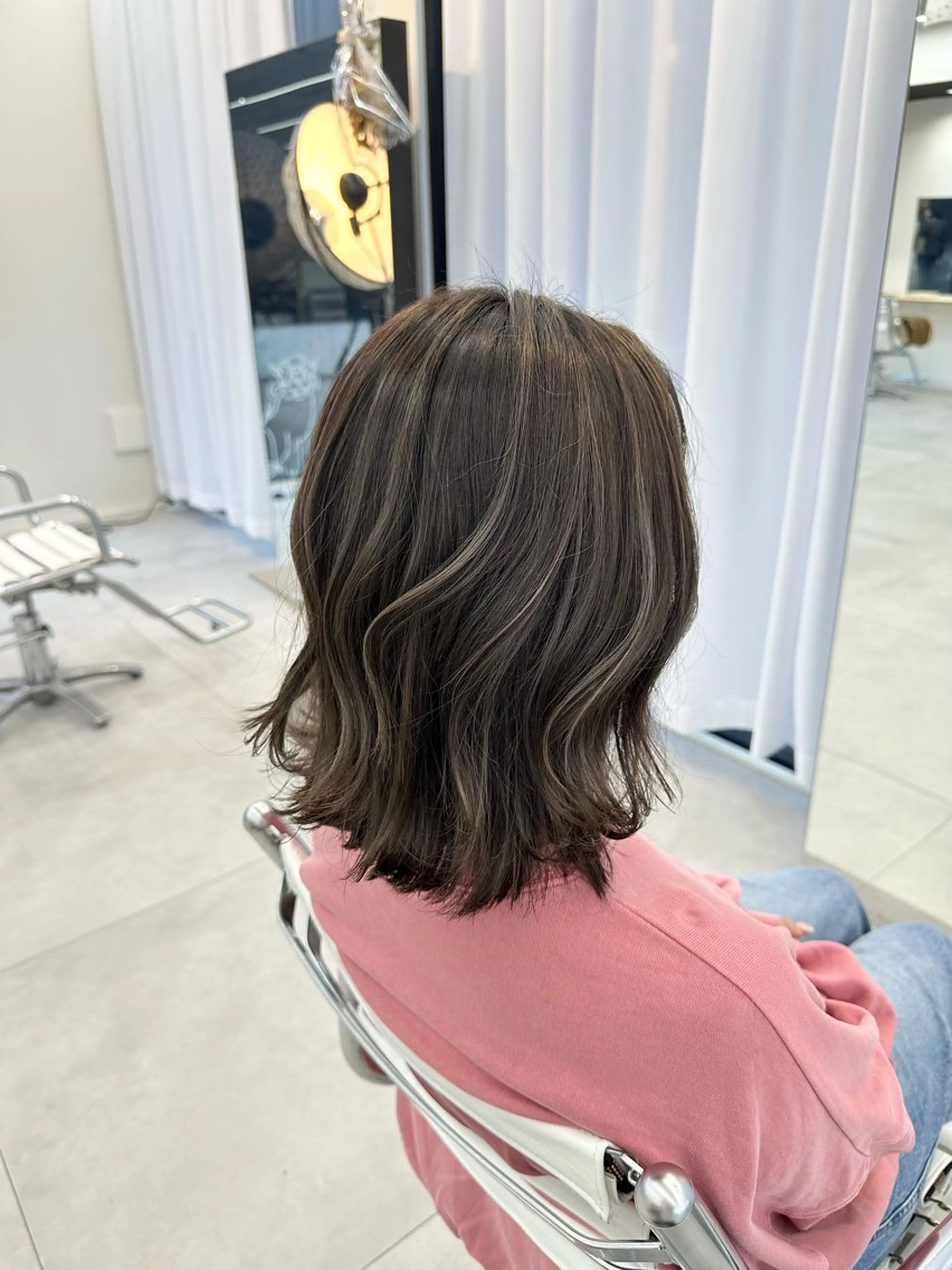 ミディアム ハイライト レイヤーカット カット ヘアカラー risa | 透明感 カラー|ベージュのヘアスタイル