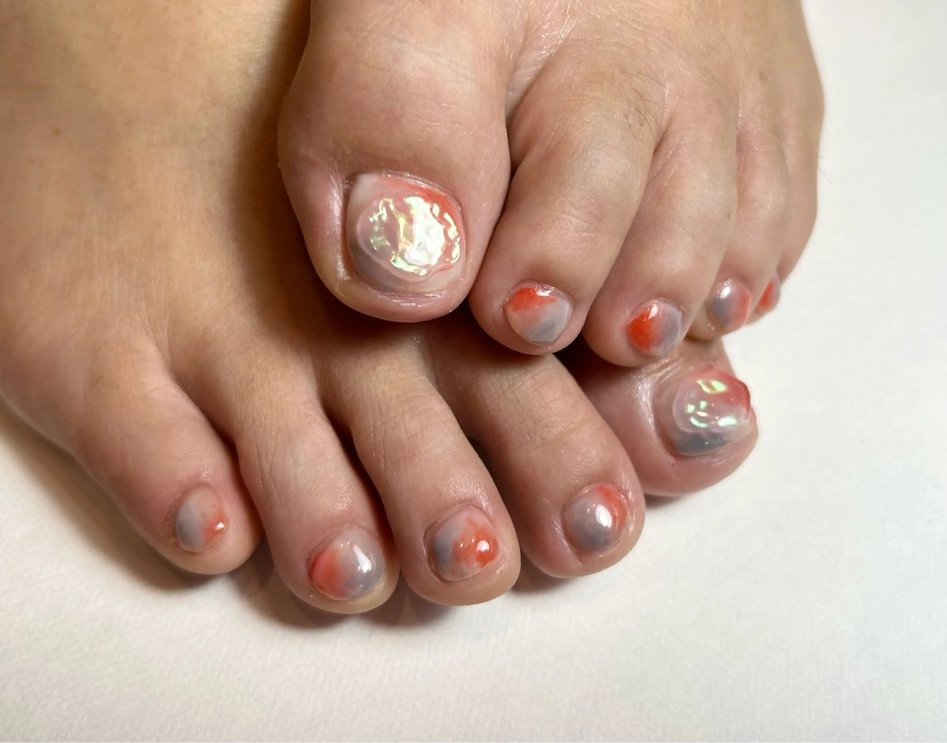 ネイル フットネイル 氷ネイル・うるうるネイル 大理石ネイル(マーブル) 夏ネイル le_rire _nailのネイルデザイン