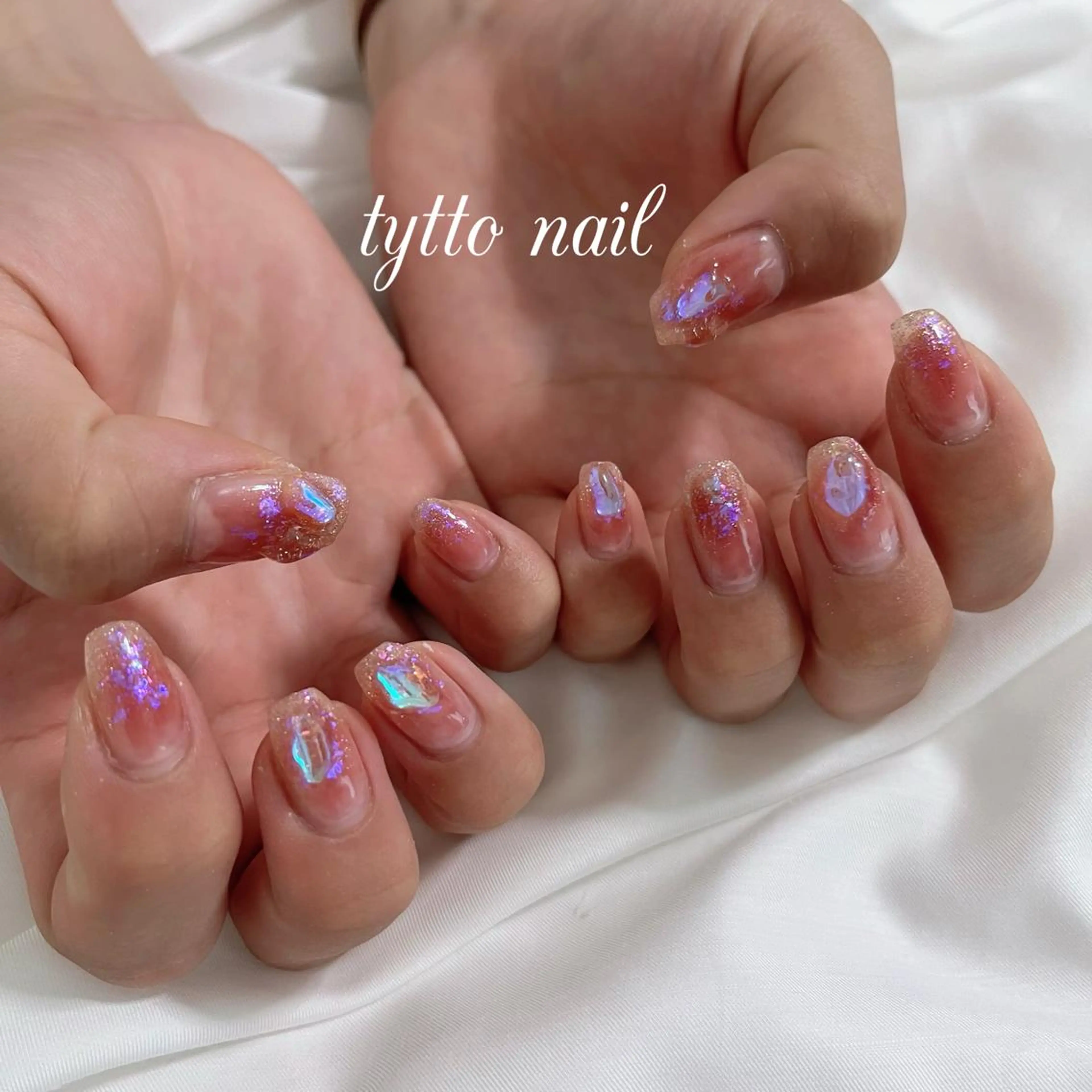 ネイル オーロラネイル 氷ネイル・うるうるネイル キラキラネイル 韓国ネイル ラメ(グリッター) ハンドネイル tytto nail ❤︎‪‪eri‪‪のネイルデザイン