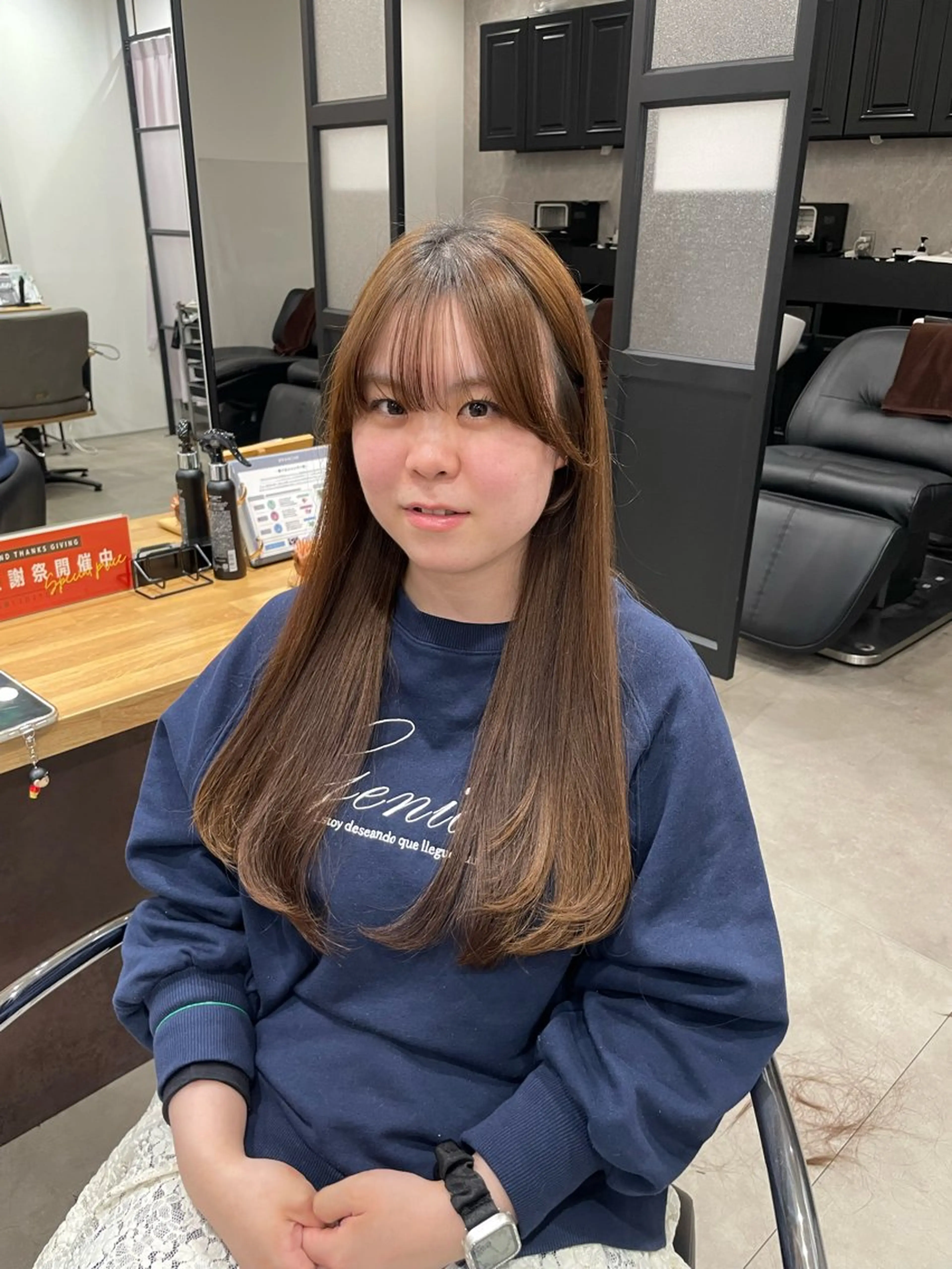 ロング カラー ベージュカラー 小顔カット カット ヘアカラー 佐藤 由依/透明感カラーのヘアスタイル