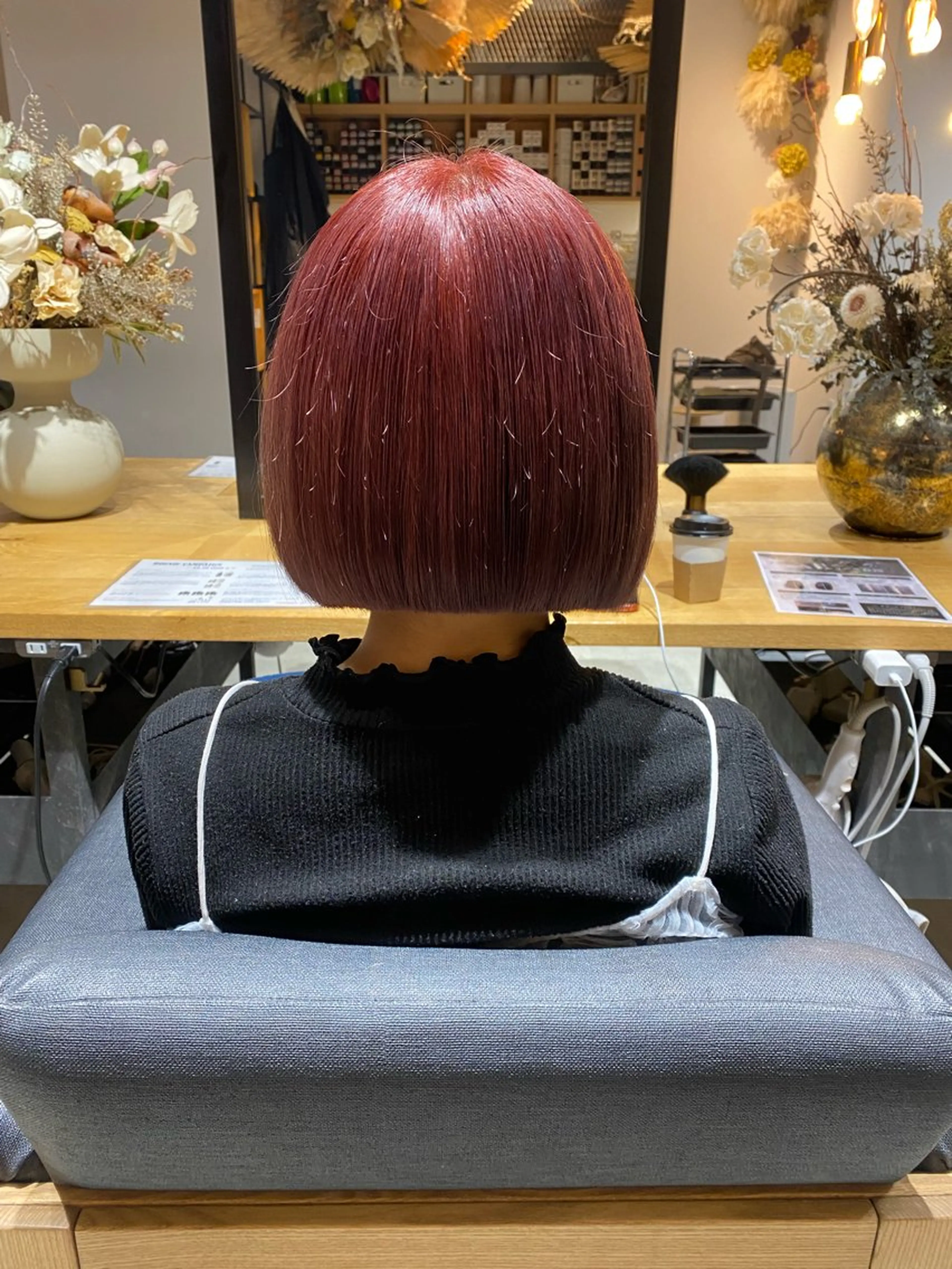 ショート カラー ボルドーカラー 山本 琴葉 /ボブ /切りっぱなしボブのヘアスタイル