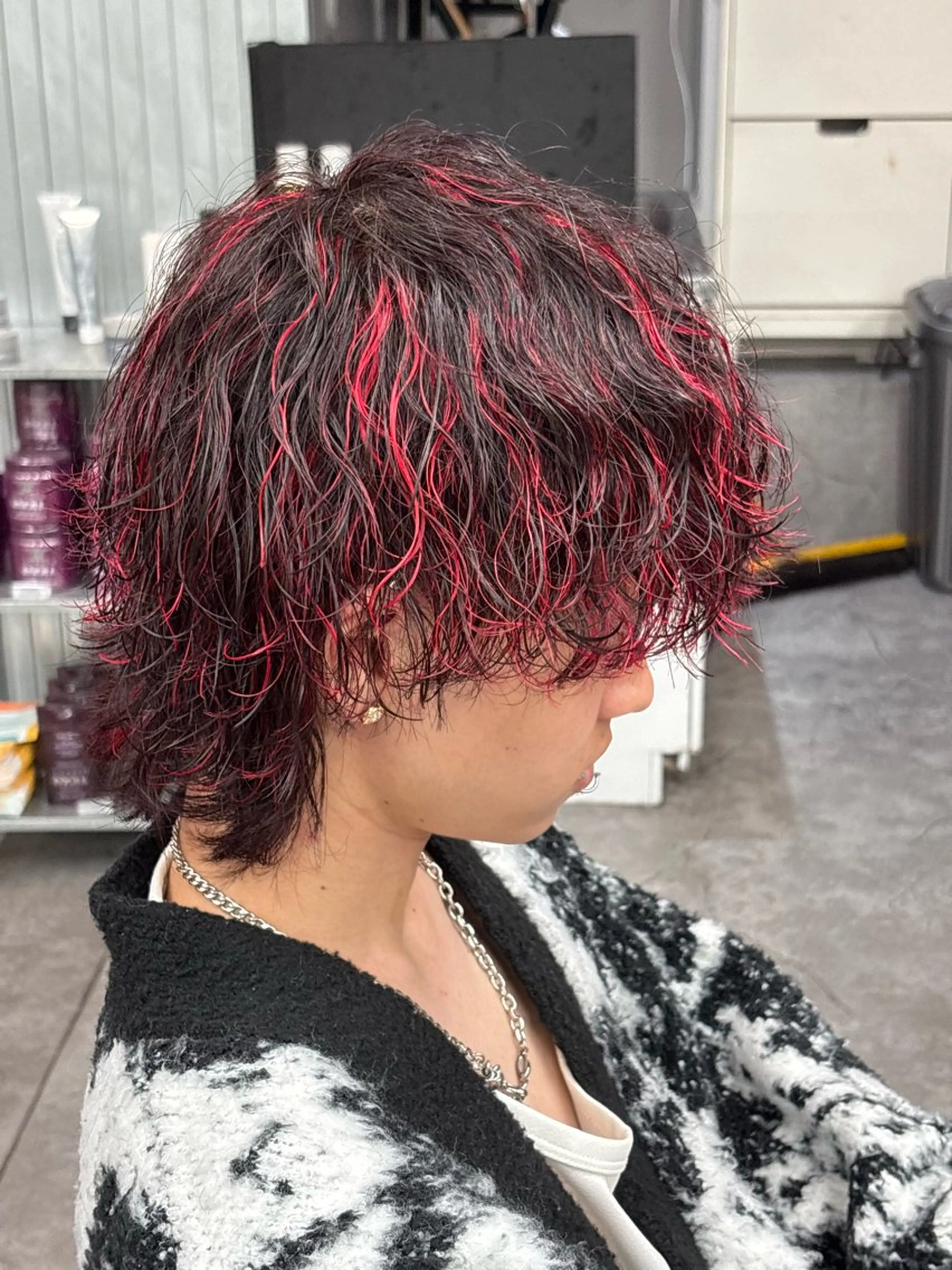 ミディアム カラー パーマ メンズ カット ヘアカラー パーマ トリートメント ヘアセット メンズパーマ特化 🔥韓国ヘア職人🔥のヘアスタイル