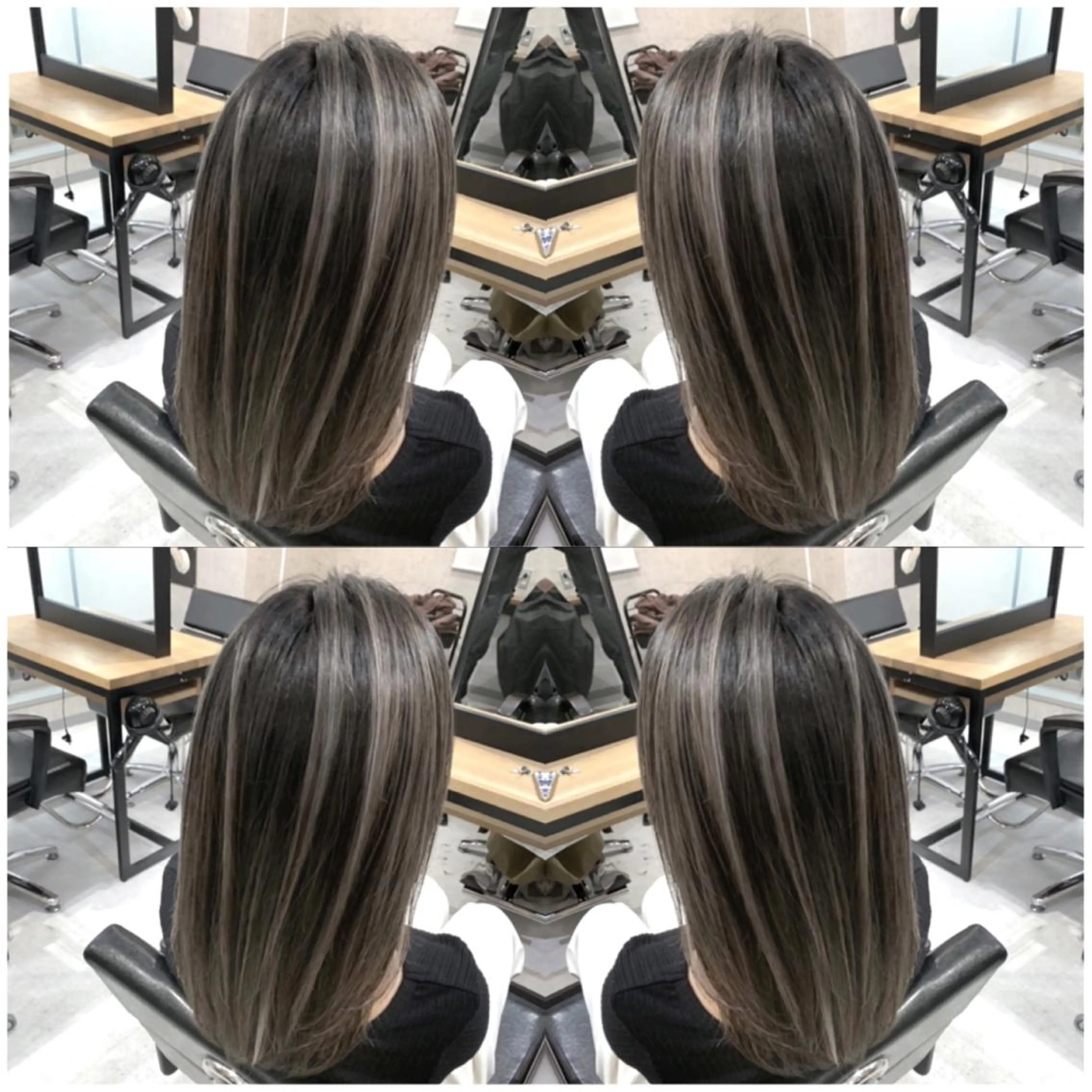 ミディアム カラー ヘアアレンジ バレイヤージュ ダブルカラー グラデーションカラー ハイライトカラー ハイライト 松井那津子 /ハイライトブリーチのヘアスタイル