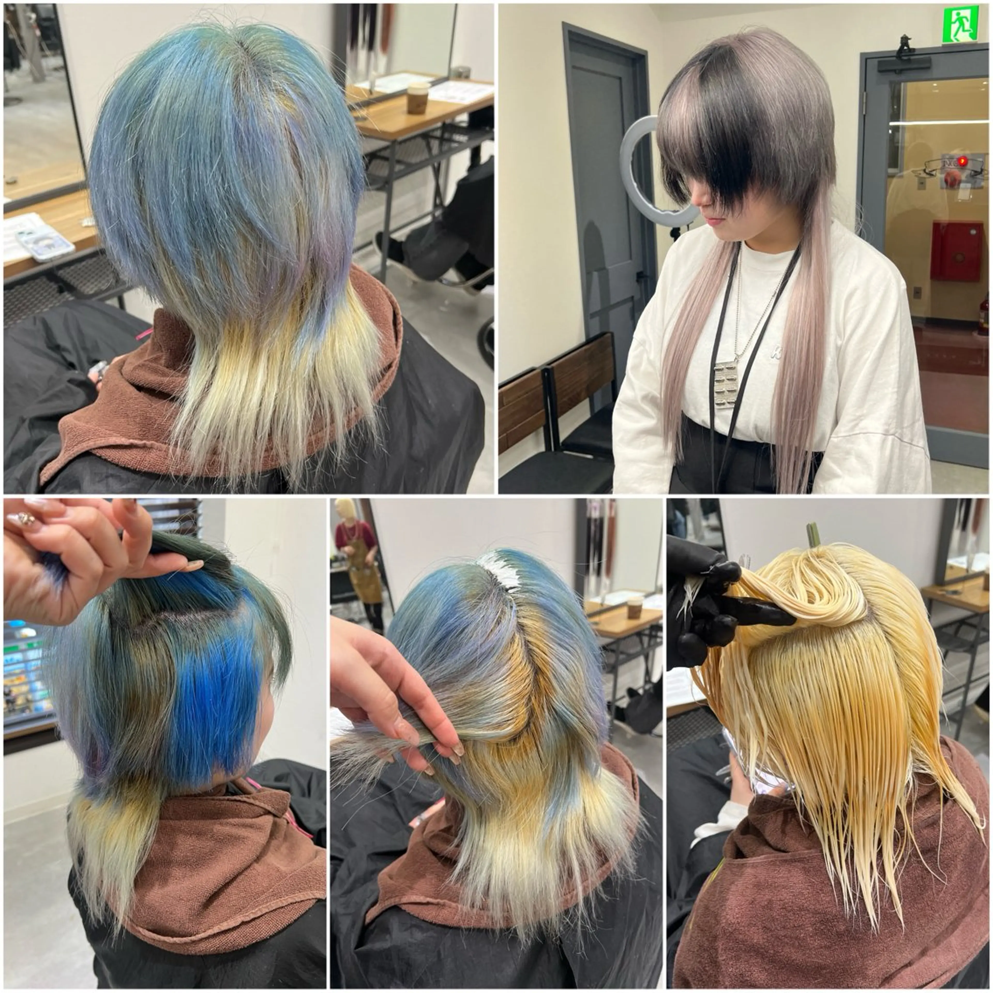 ミディアム カラー シールエクステ ブリーチ 透明感カラー デザインカラー ダブルカラー いろあそび所属・八王子早朝🉐カット モデル募集🉐のヘアスタイル