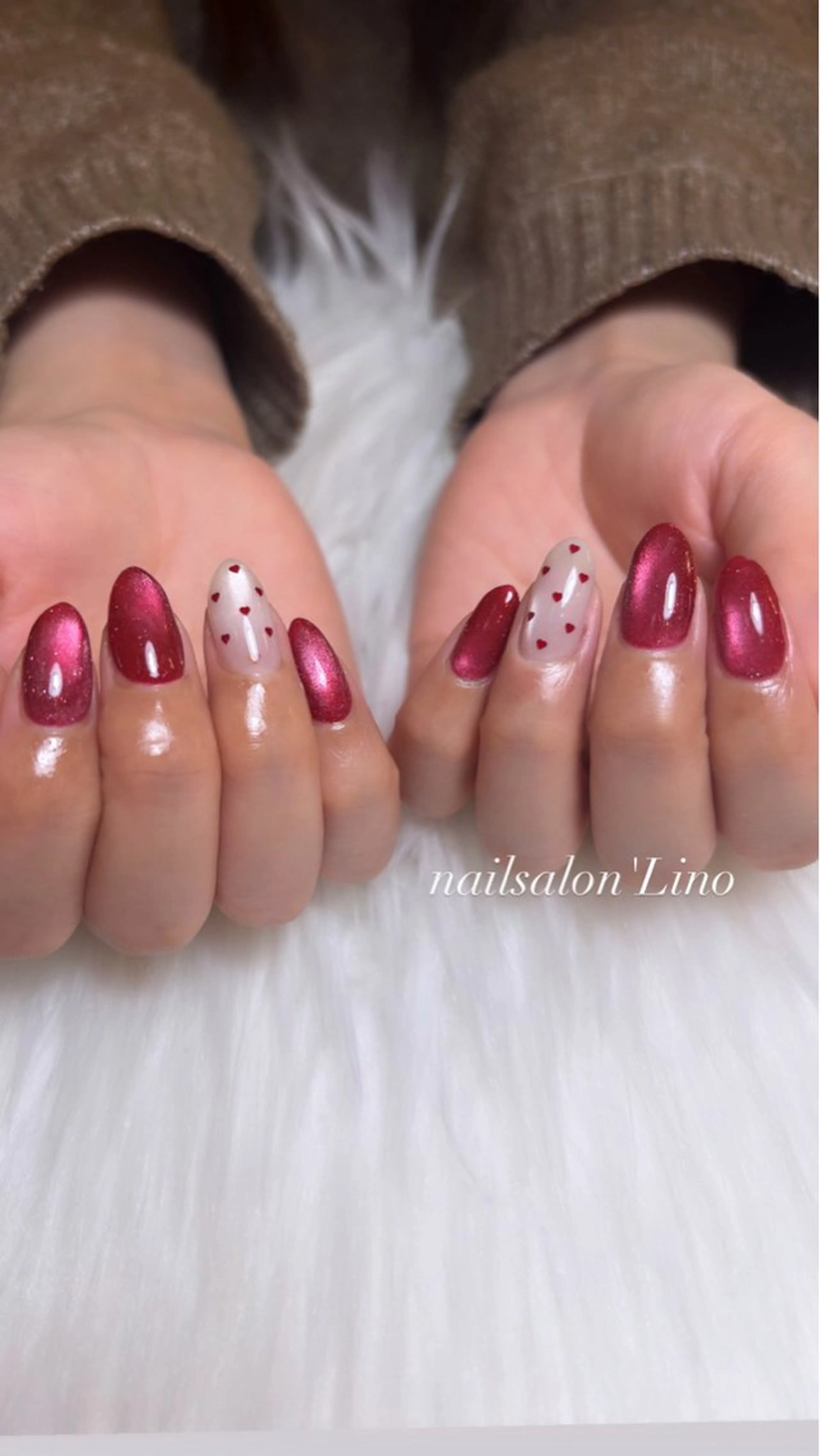 ネイル ハート ホログラムネイル ハンドネイル Lino𓂃⟡.· Chizuruのネイルデザイン