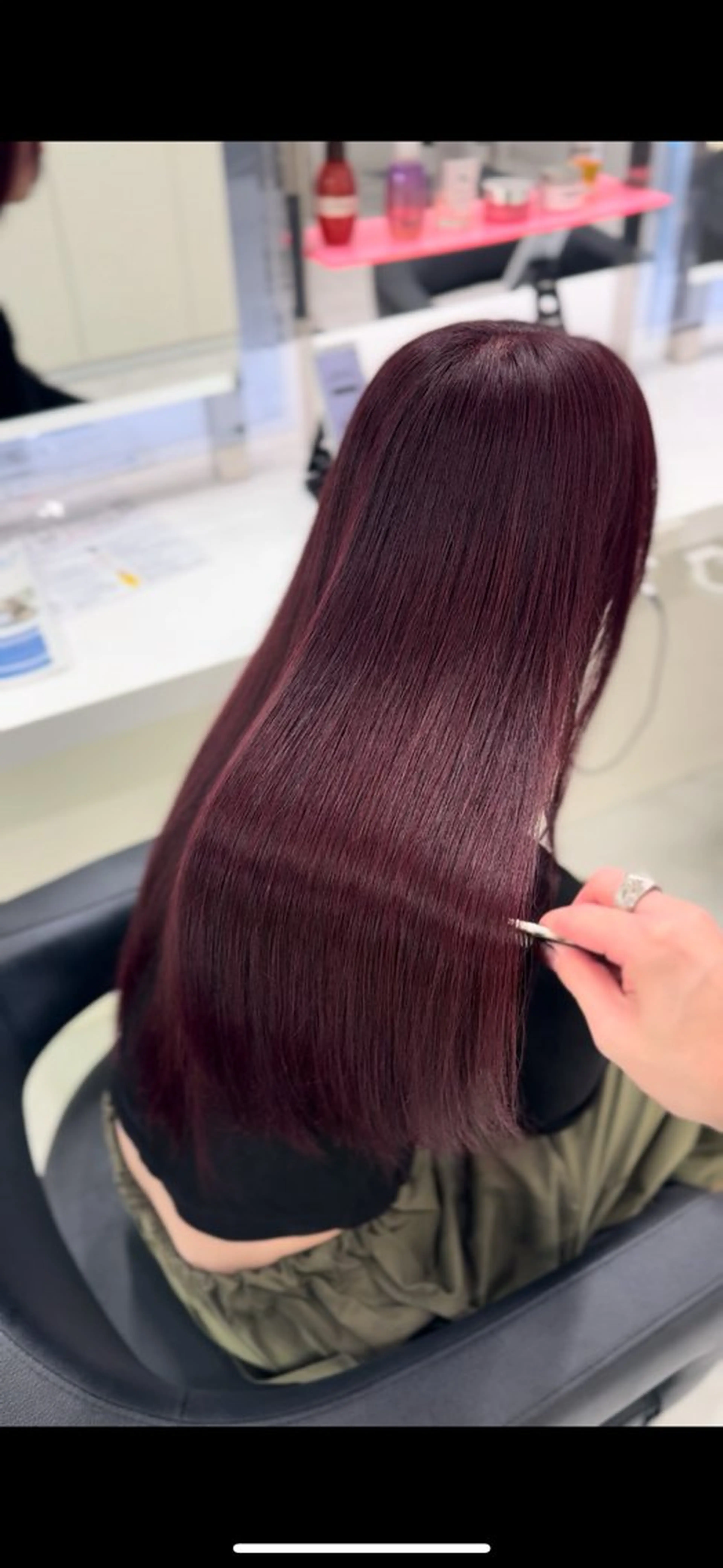 ロング カラー カット 縮毛矯正 【直前割】透ける艶髪 ♡ストレートのヘアスタイル