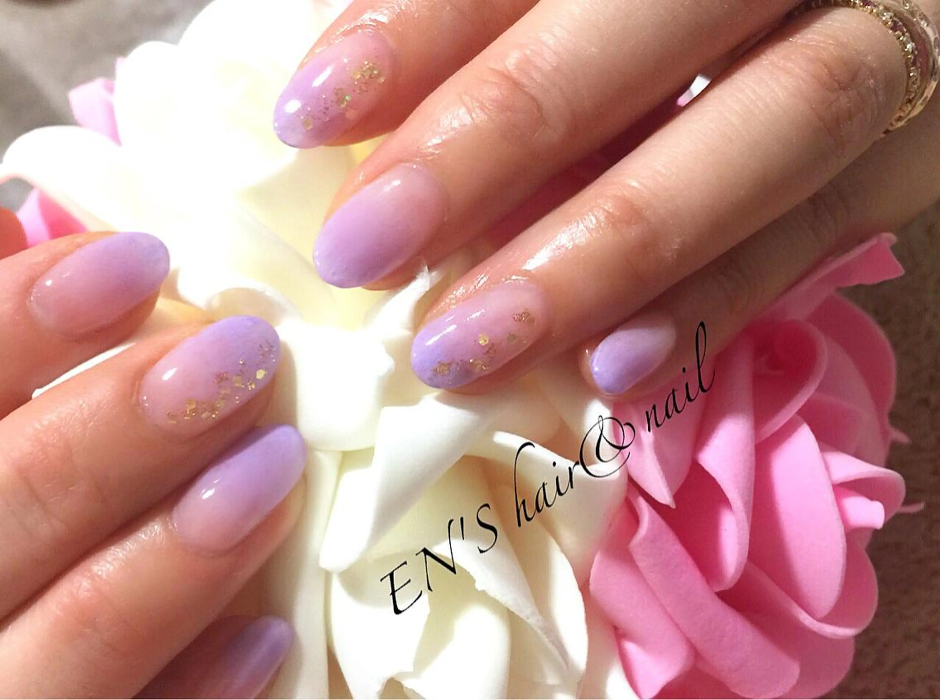 ネイル ラメ(グリッター) パステルネイル パープル フルリール 【プライベートサロンのネイルデザイン