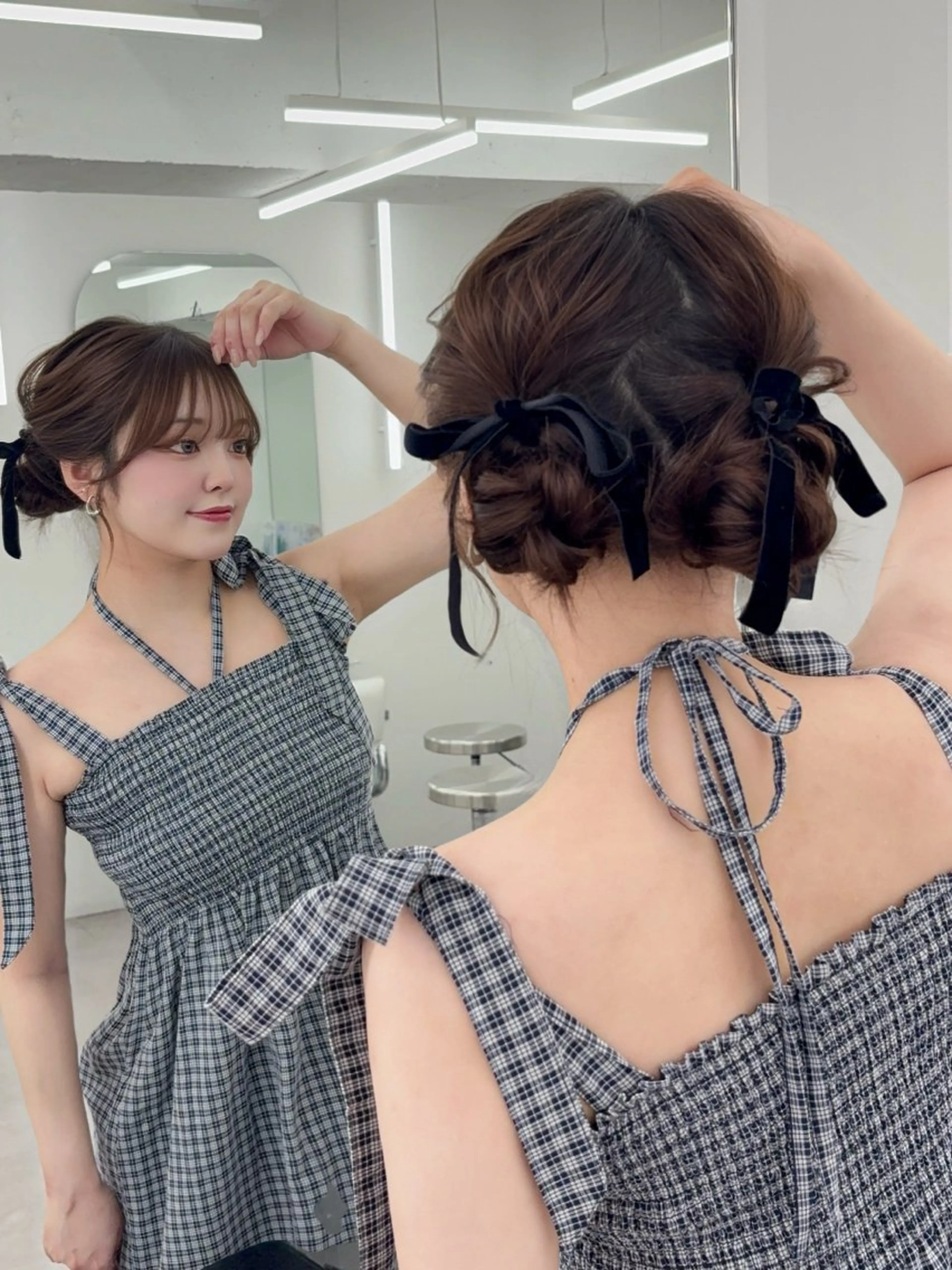 ミディアム ヘアセット 韓国ヘア/レイヤー/ 顔まわり足立遥奈のヘアスタイル