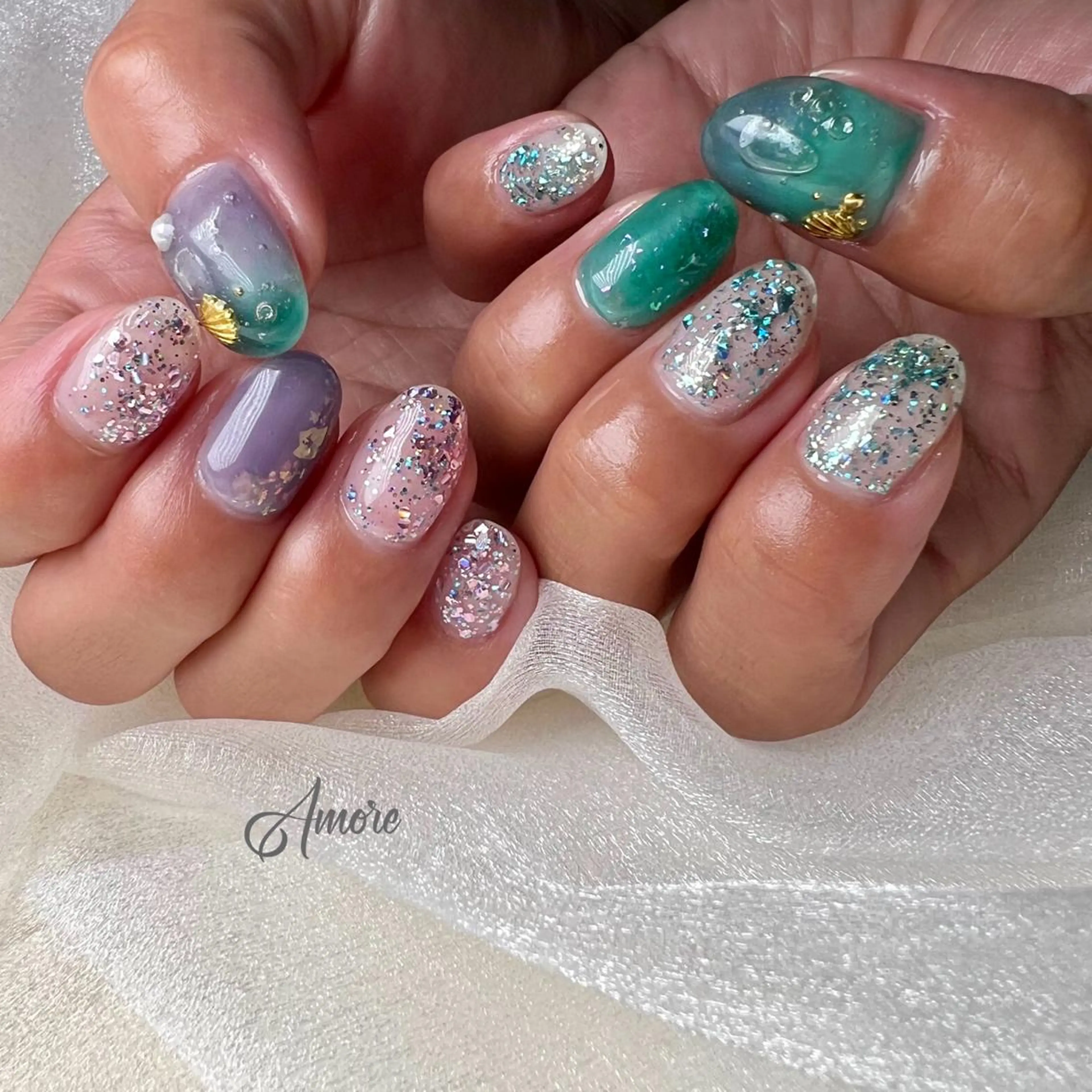 ネイル ジェルネイル 韓国ネイル パラジェル 夏ネイル You kyehwaのネイルデザイン