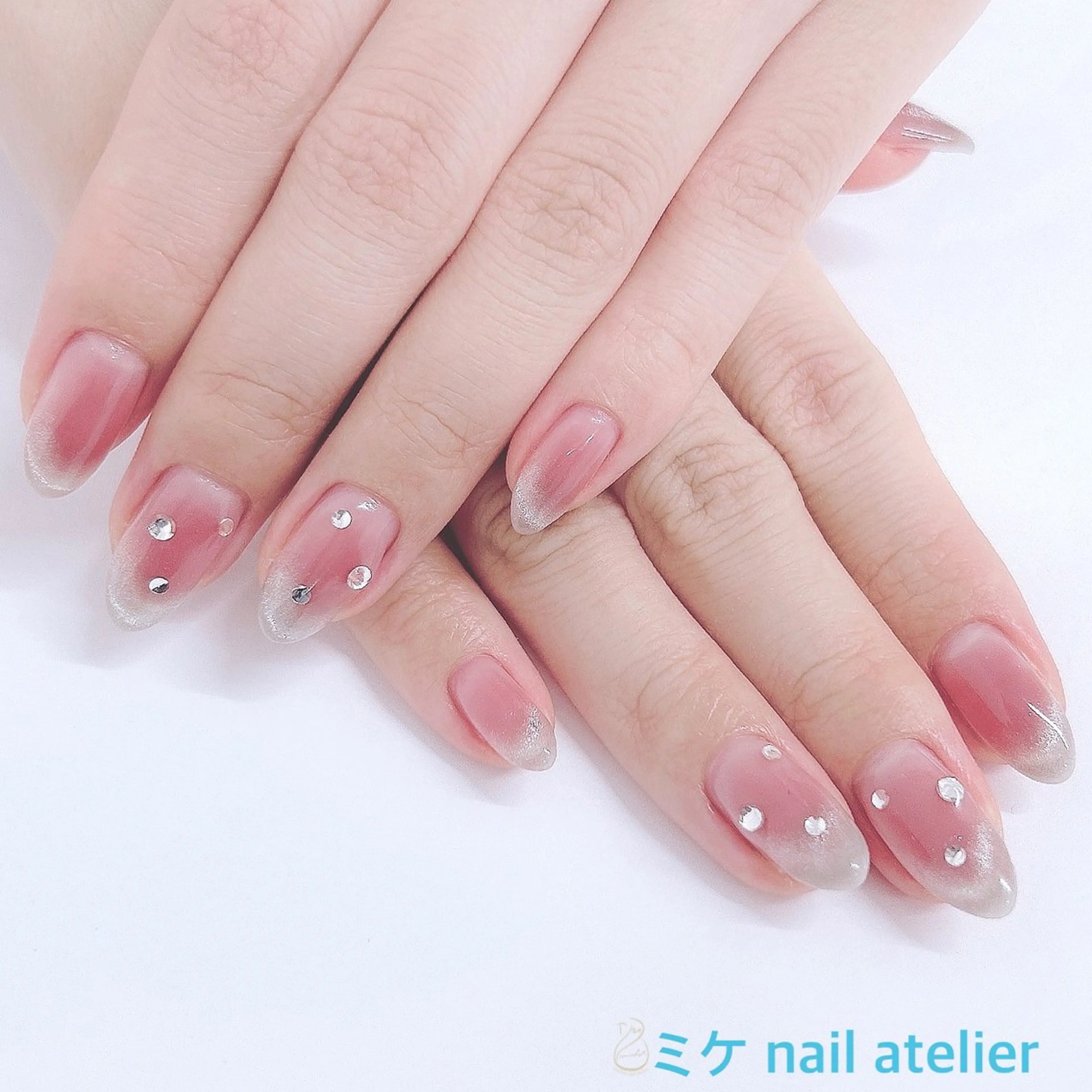 ネイル チークネイル ジェルネイル マグネットネイル ピンク シルバー ハンドネイル h. rikaのネイルデザイン