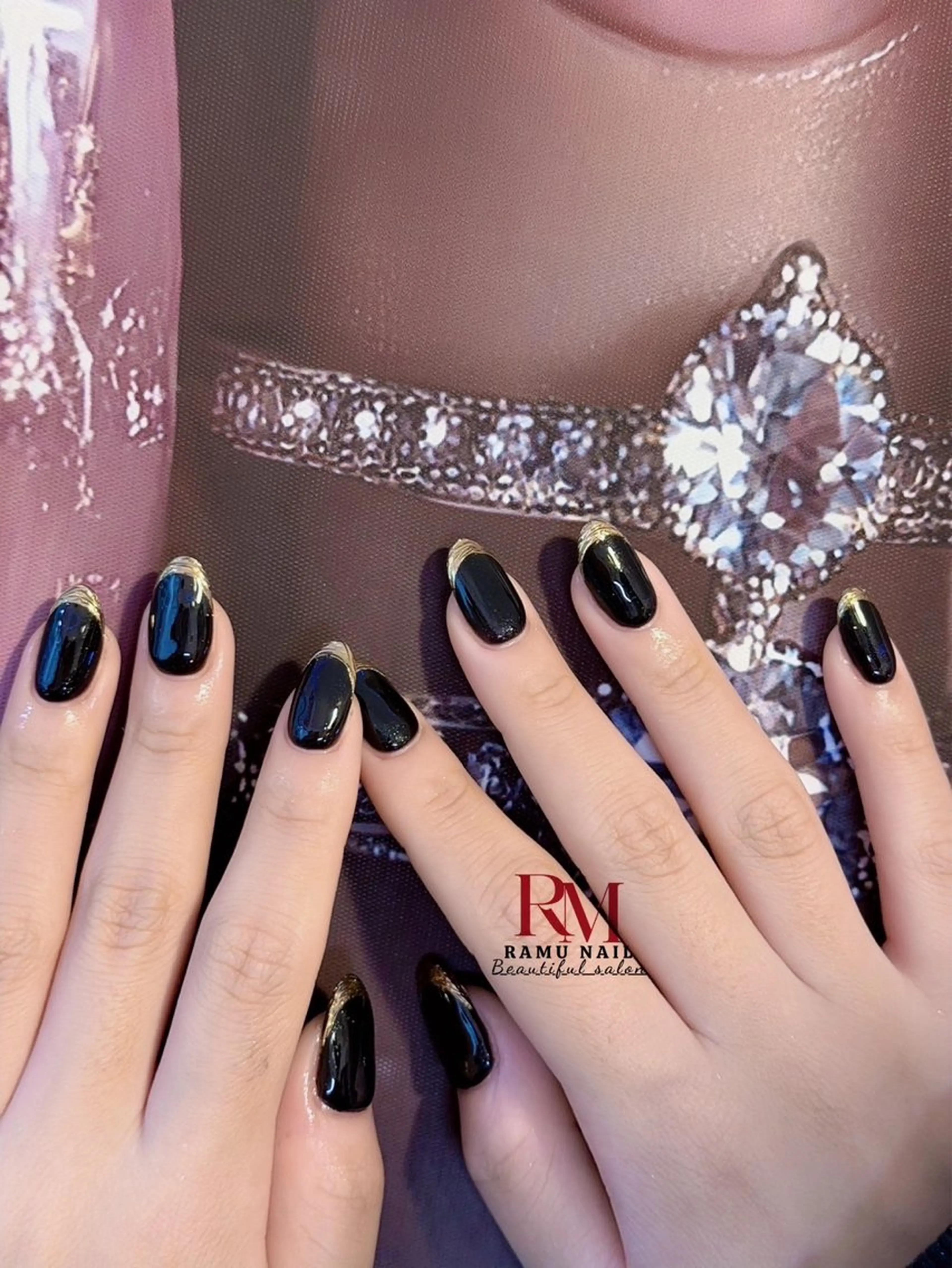 ネイル キラキラネイル マグネットネイル ミラーネイル ピンク ワンホンネイル ハンドネイル RAMU Nail 恵比寿店のネイルデザイン