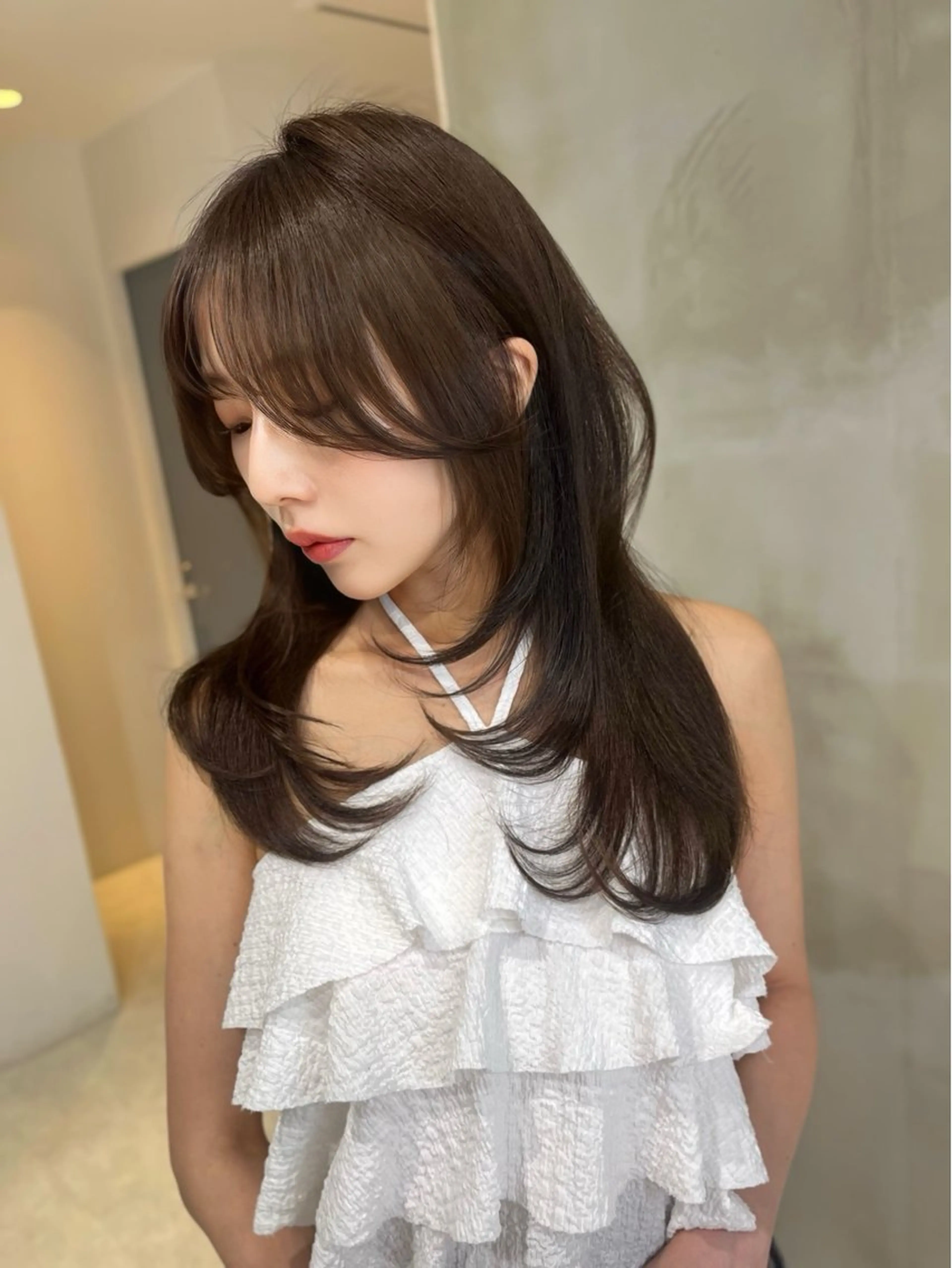 ロング カット ヘアカラー トリートメント 海野翔吾🇨🇳 ワンホンレイヤーのヘアスタイル