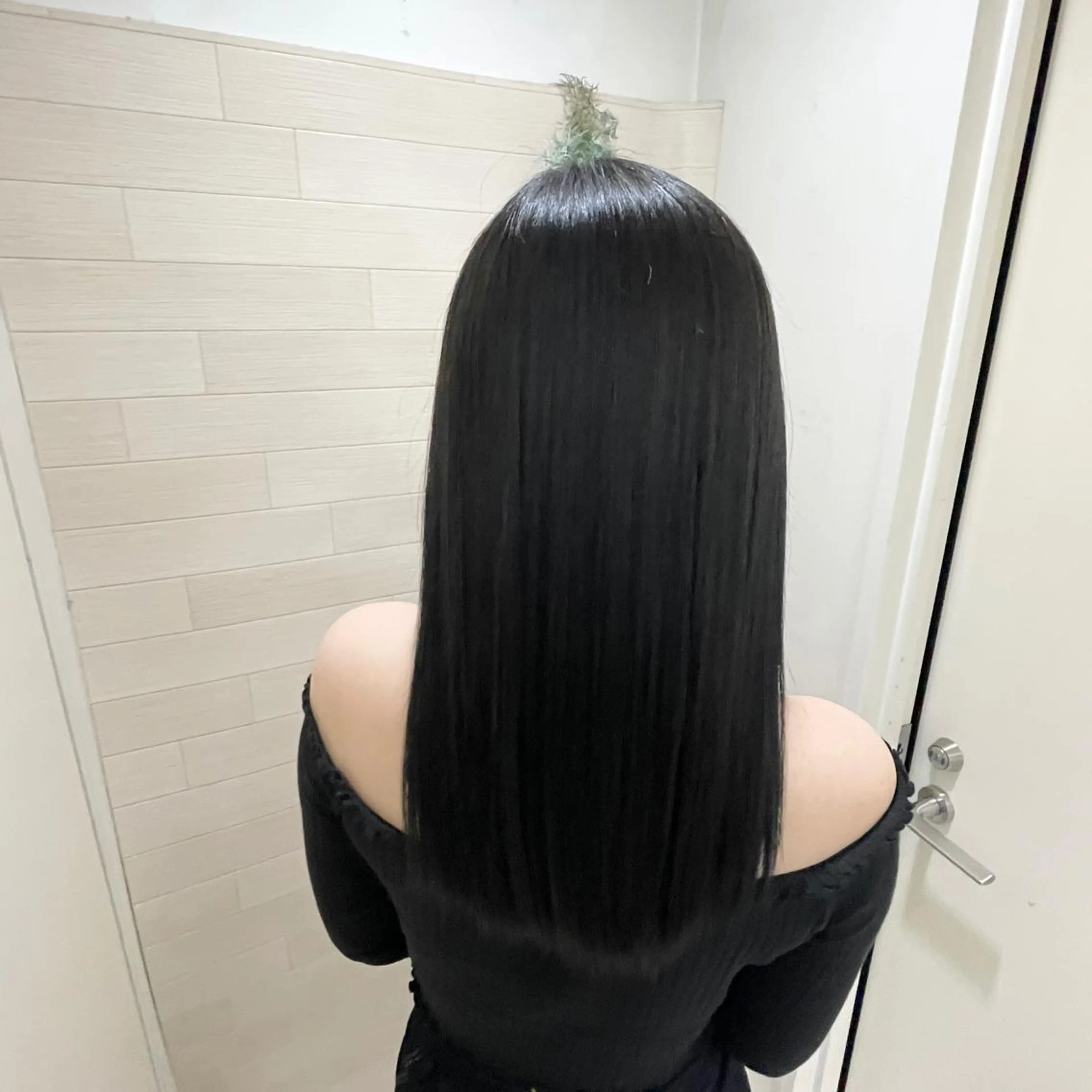 ロング カラー 黒髪 ブルーカラー ブルーブラック ヘアカラー トリートメント ブリーチ/ヘアセット 【𝙍𝙞𝙣𝙤】のヘアスタイル