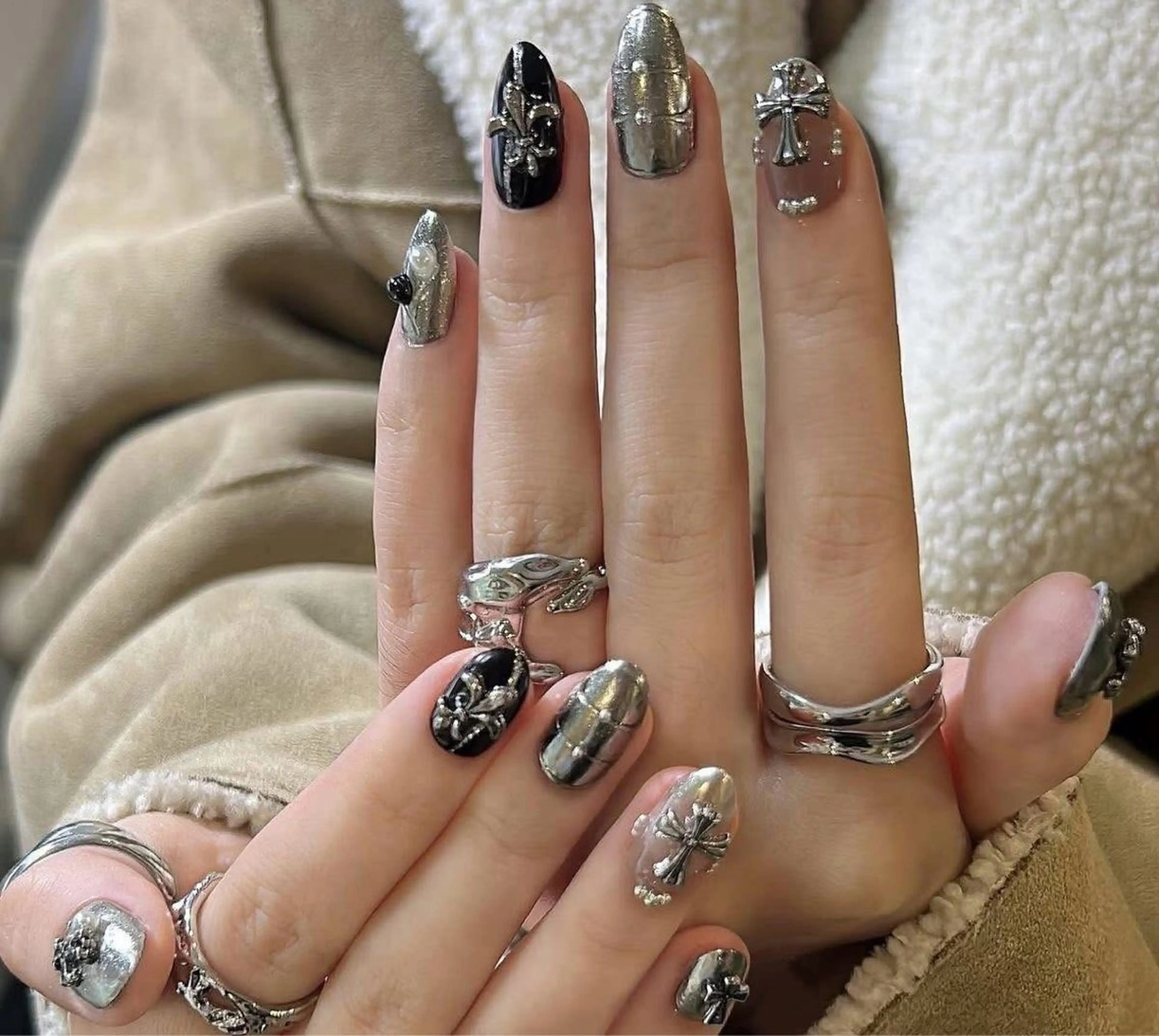 ネイル オーロラネイル ブルー チークネイル フットネイル フレンチネイル ハンドネイル HANA ハナのネイルデザイン