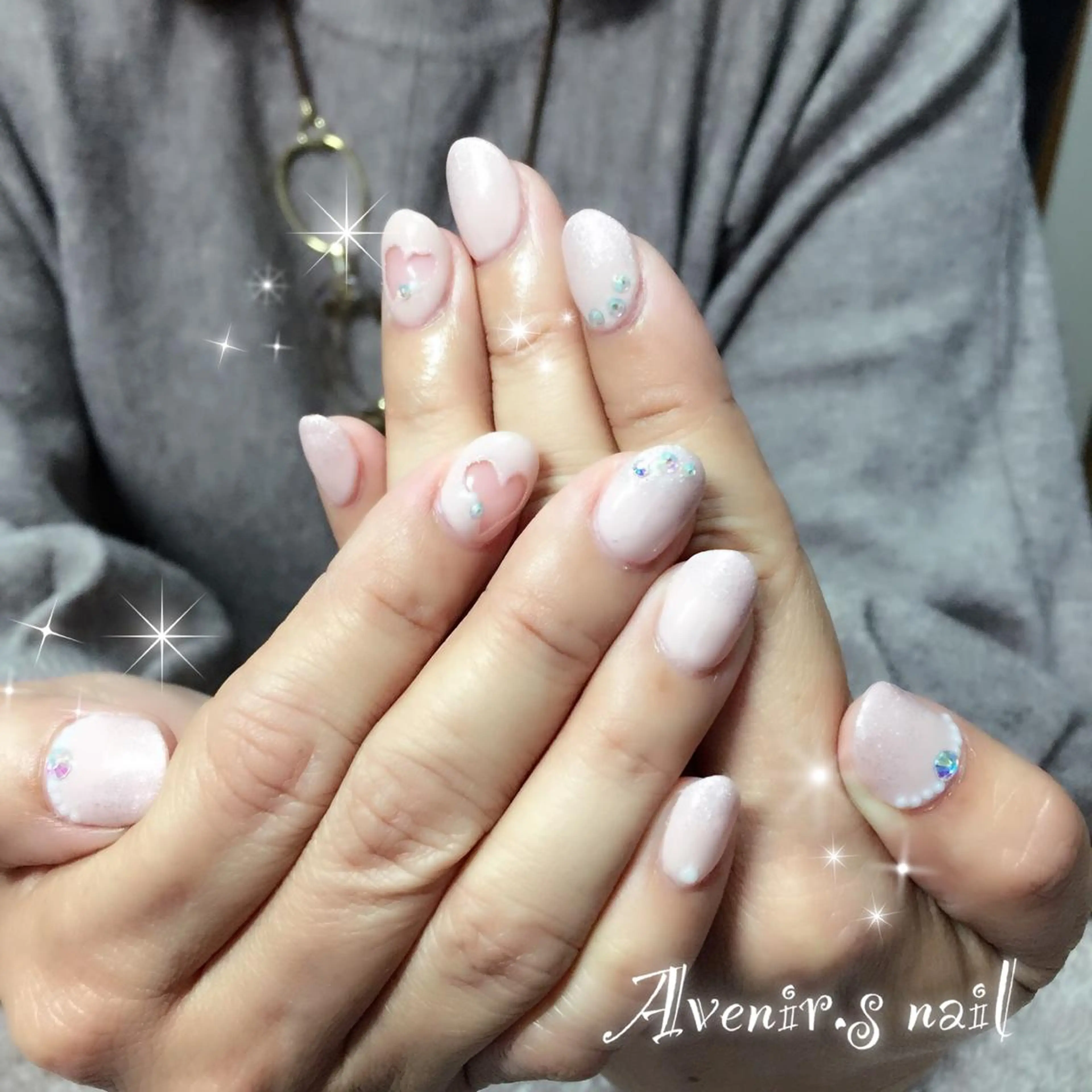 ネイル ジェルネイル ハート スカルプネイル Home Salon Avenir.のネイルデザイン