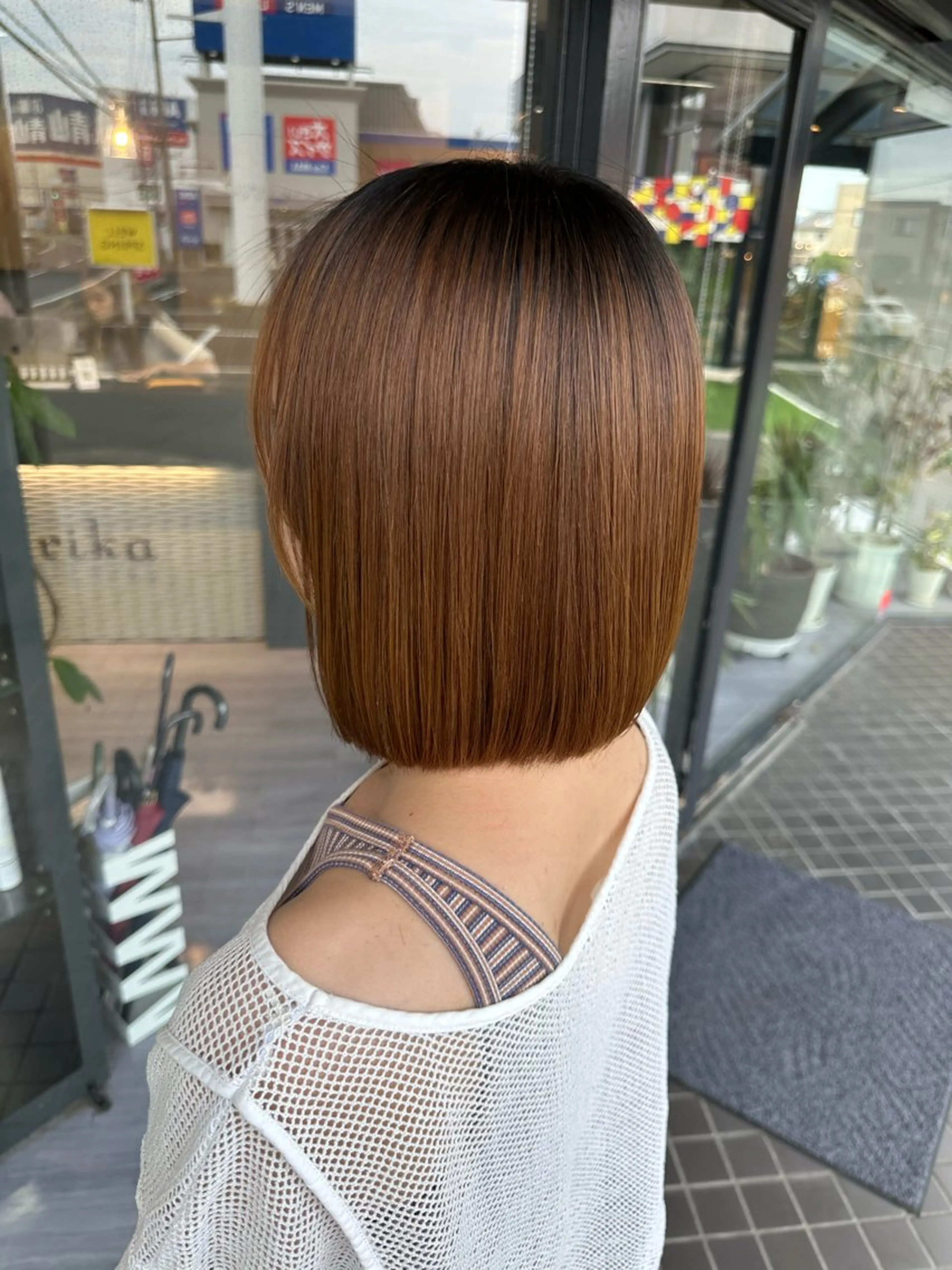 ミディアム ミディアムパーマ ボブ 髪質改善 arika オケシ　リョウダイのヘアスタイル