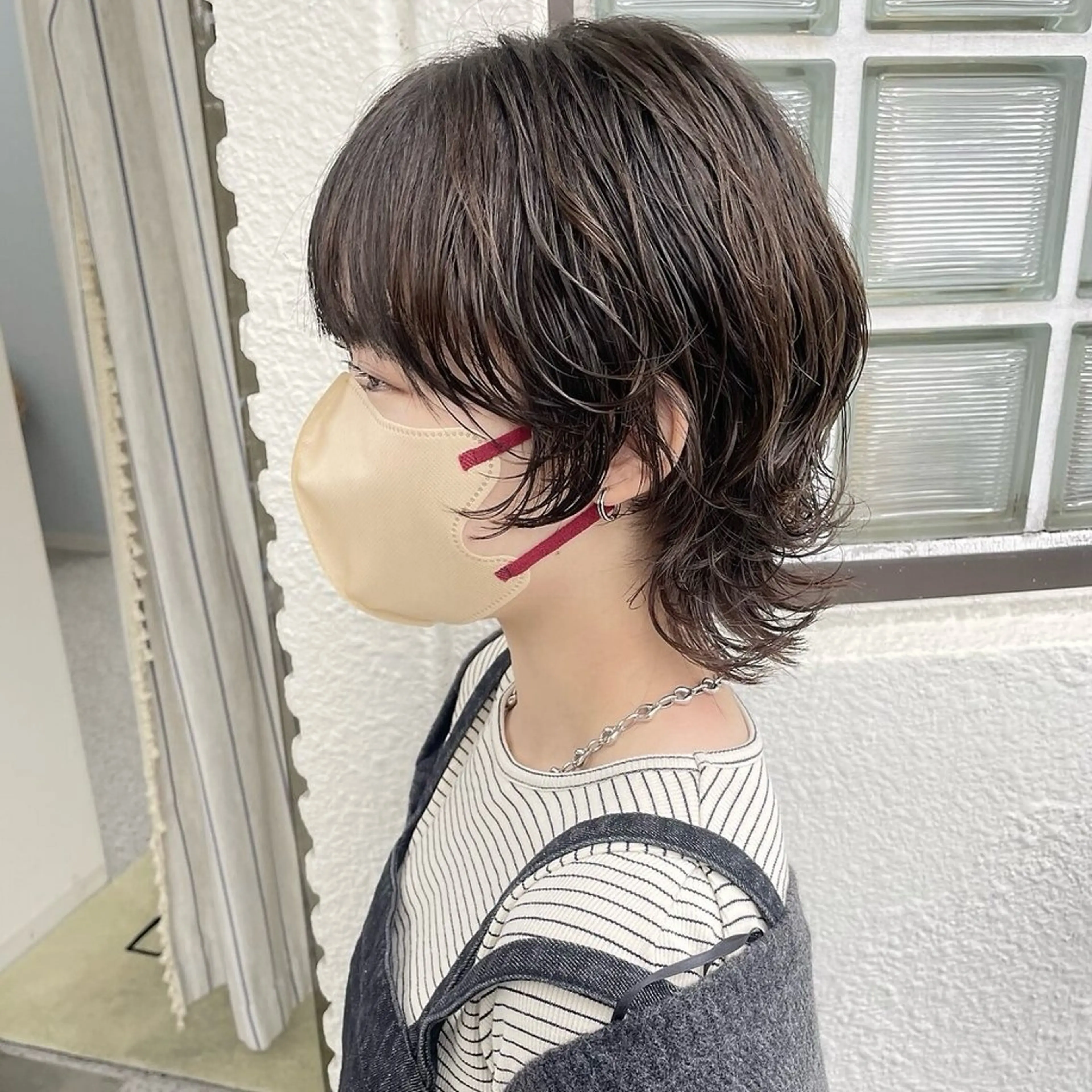 ミディアム パーマ ミディアムパーマ ウルフカット カット ヘアカラー トリートメント YUKO/ 似合わせ韓国風パーマのヘアスタイル