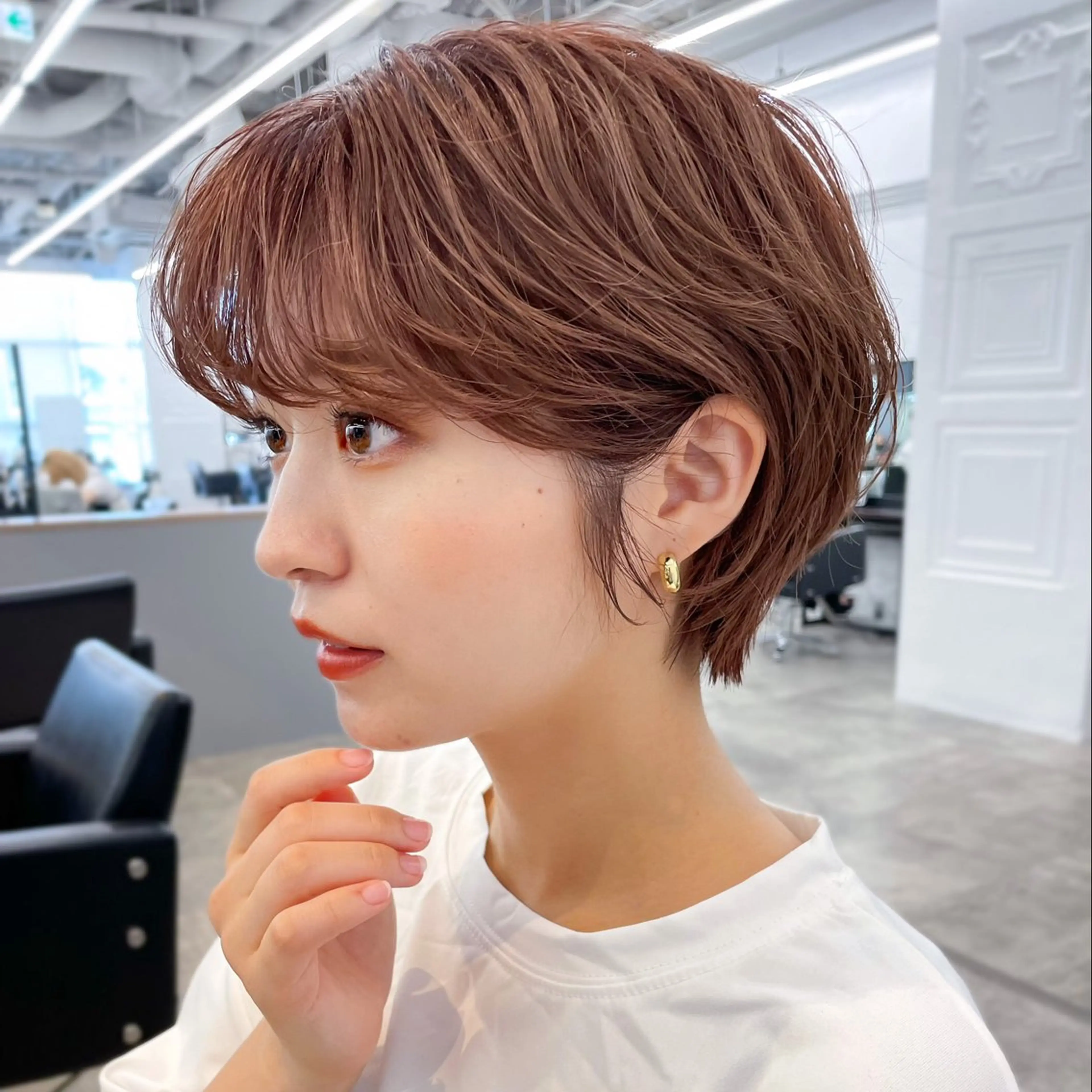 ショート パーマ ショートヘア カット ヘアカラー レイヤー/ショート透 明感カラー/西田祐賀のヘアスタイル