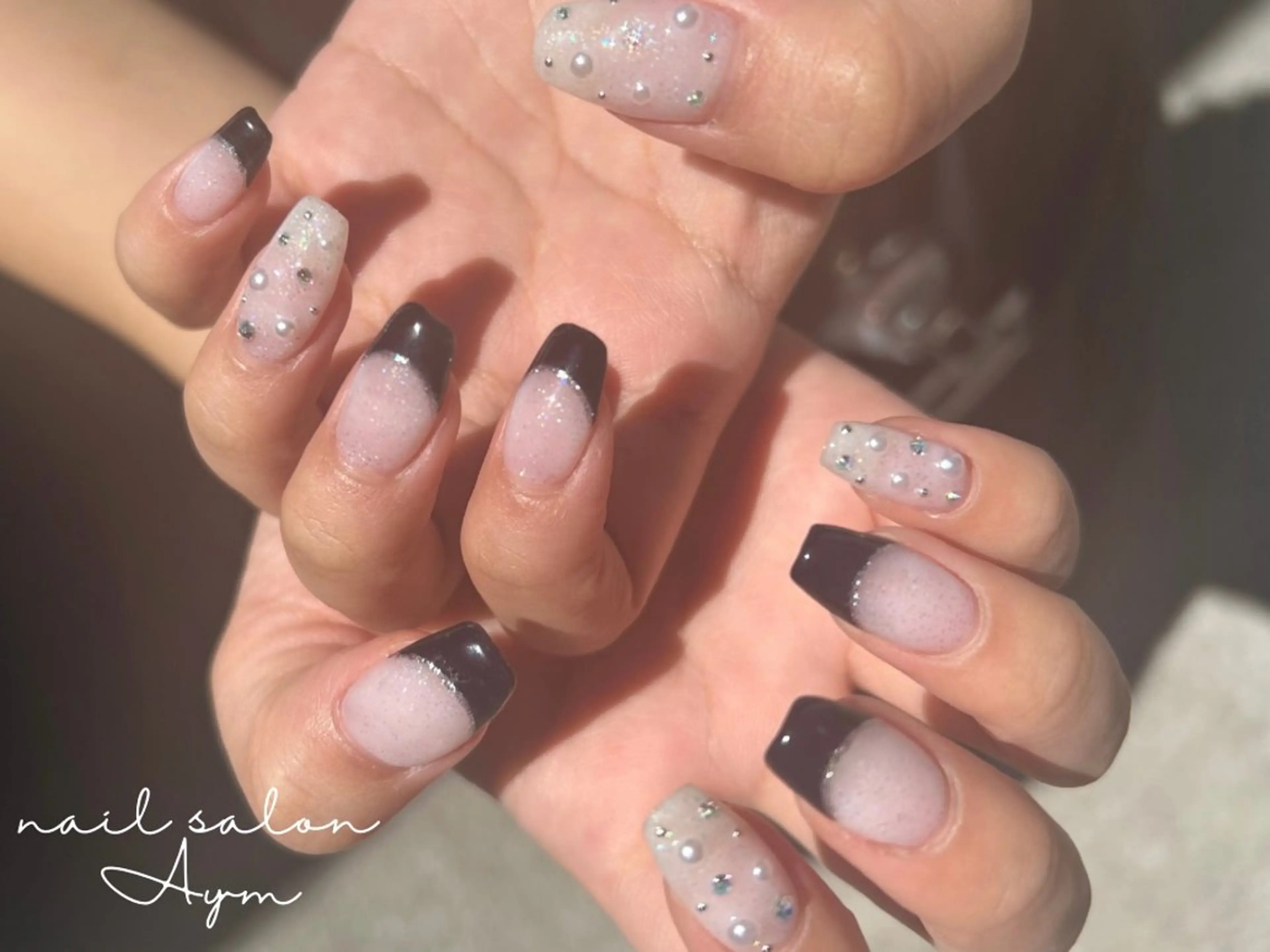 ネイル フレンチネイル キラキラネイル nail salon Aymのネイルデザイン