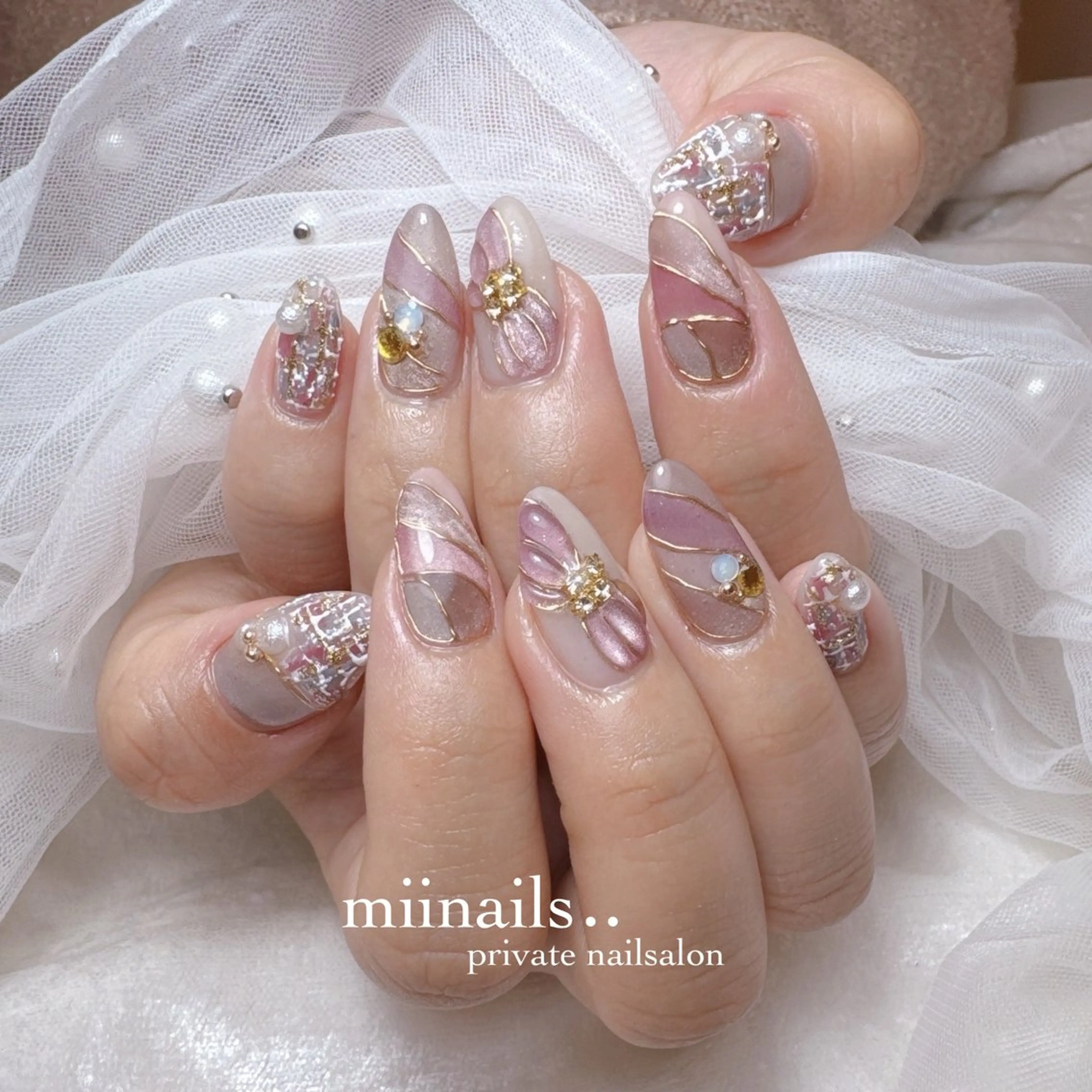 ネイル 韓国ネイル マグネットネイル ワンホンネイル ハンドネイル nailsalon miinailsのネイルデザイン