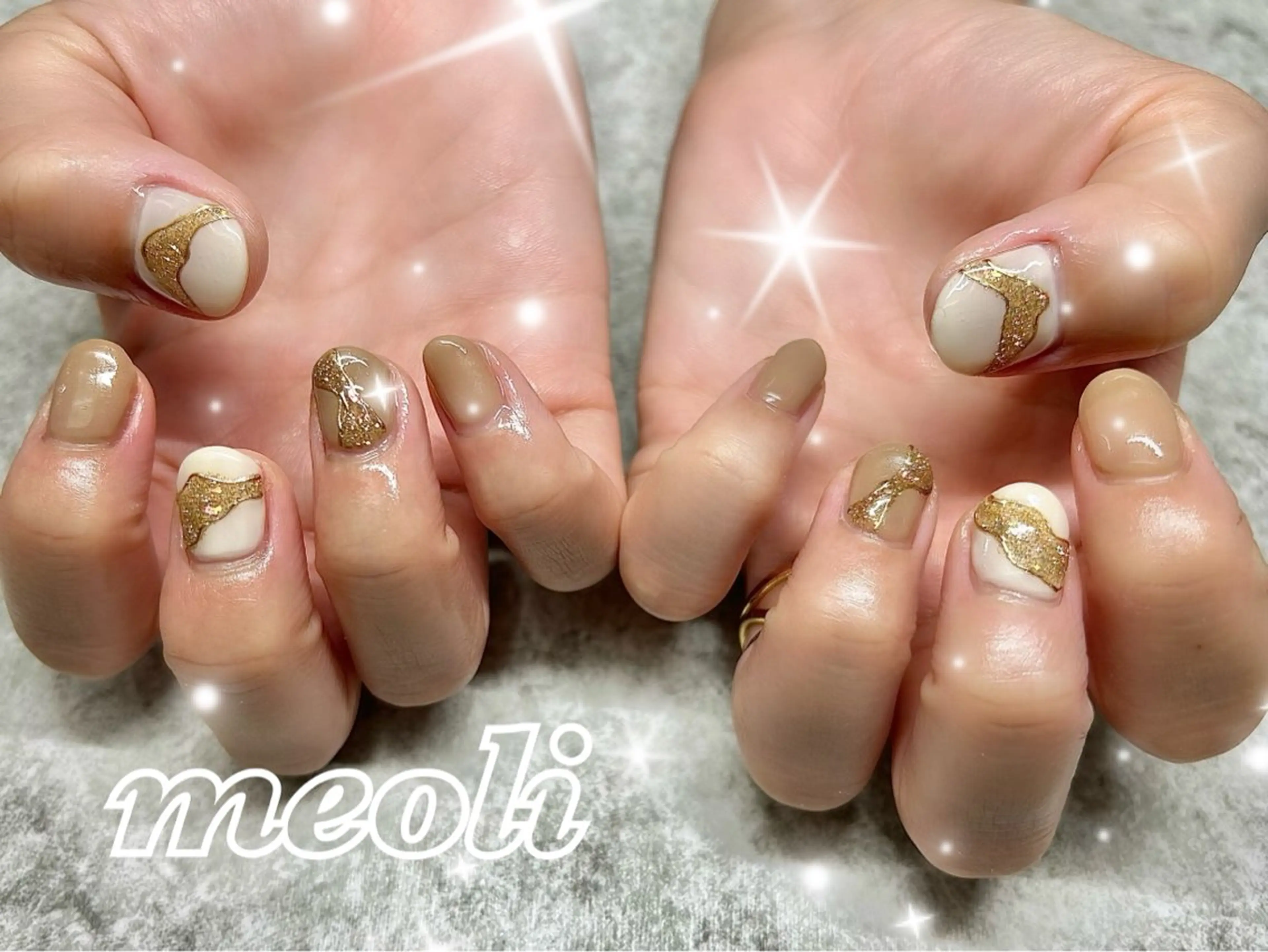 ネイル アートネイル フラッシュネイル ラメ(グリッター) ミラーネイル ワンカラーネイル ハンドネイル nail salon meoli　アヤのネイルデザイン