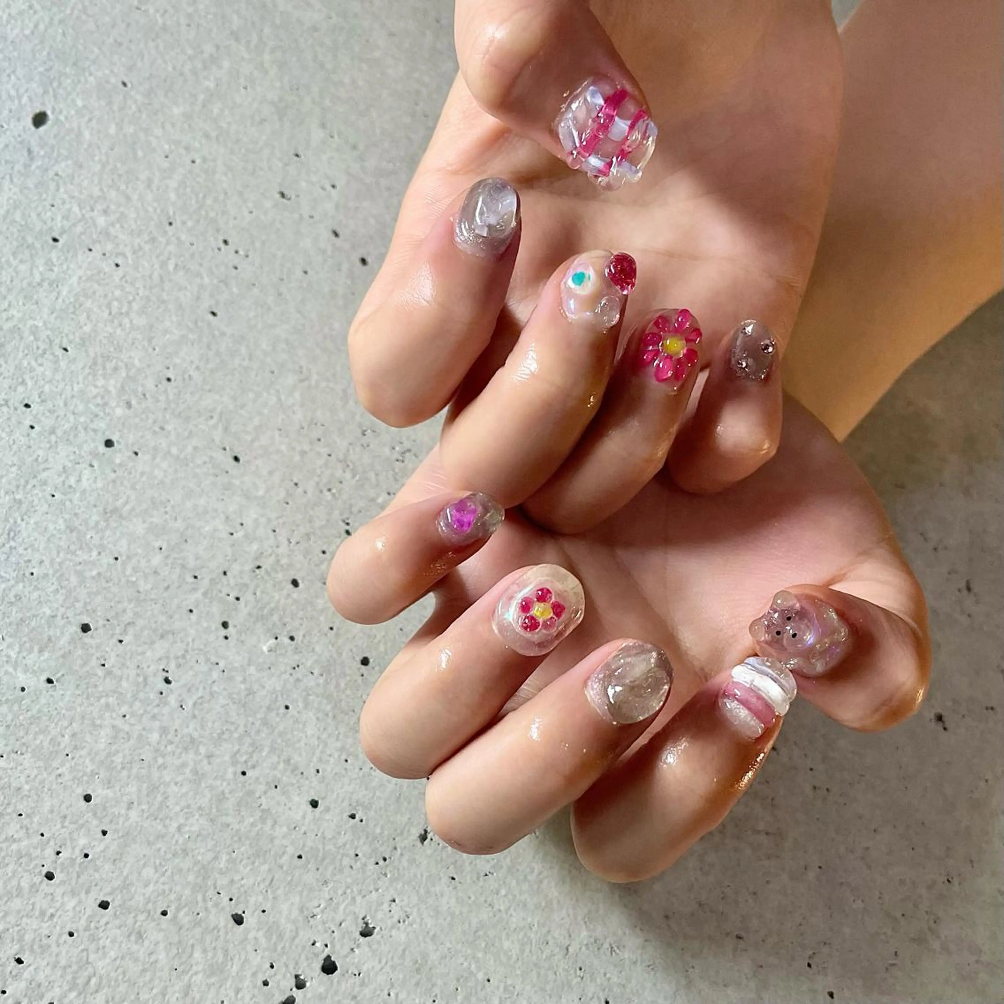 ショート カラー パーマ ヘアアレンジ メンズ キッズ ネイル マツエク・マツパ アイブロウ クリアネイル nail&eye Aoのマツエク・マツパデザイン