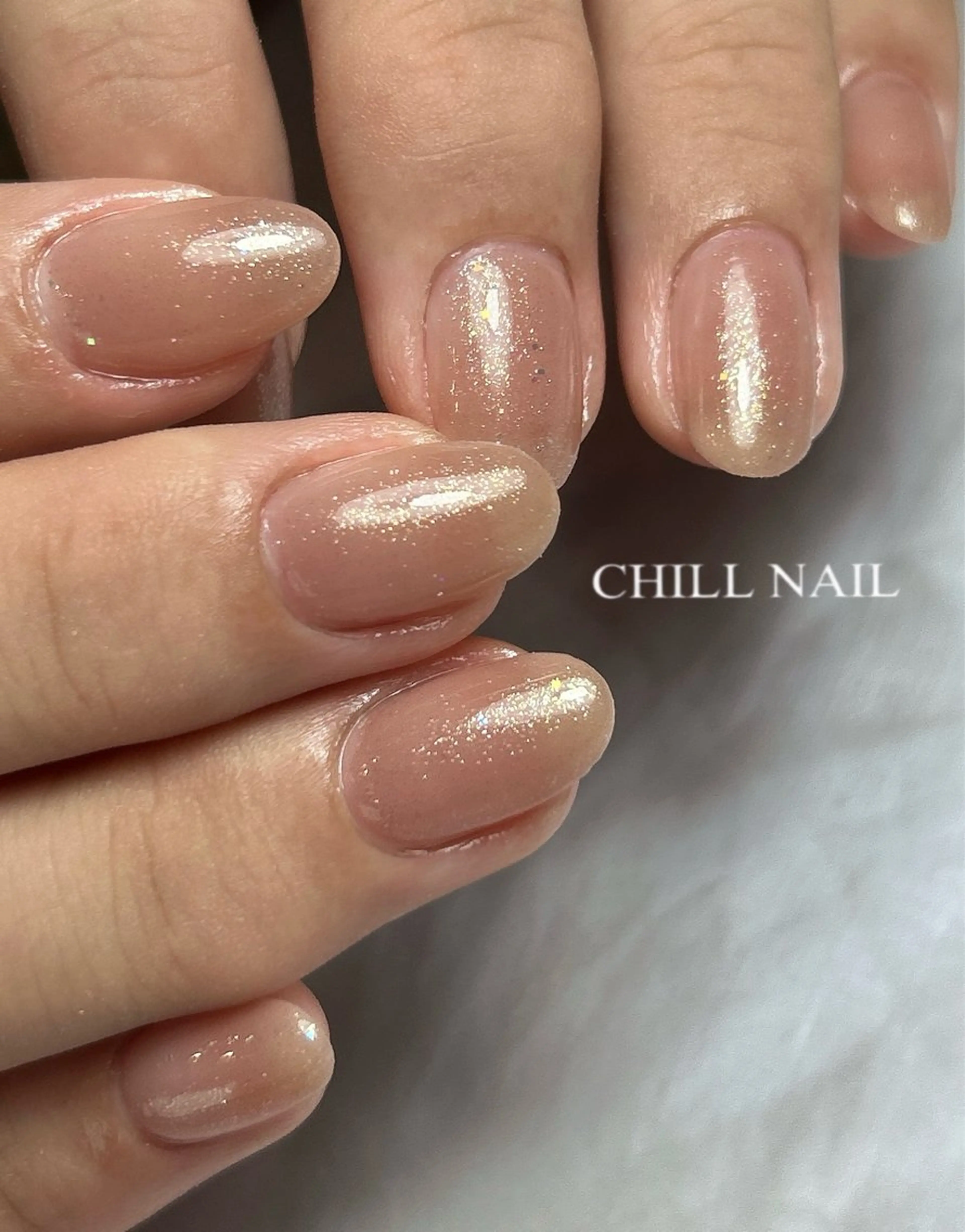 ネイル ブラウン ゴールド ラメ(グリッター) ハンドネイル CHILL NAILのネイルデザイン