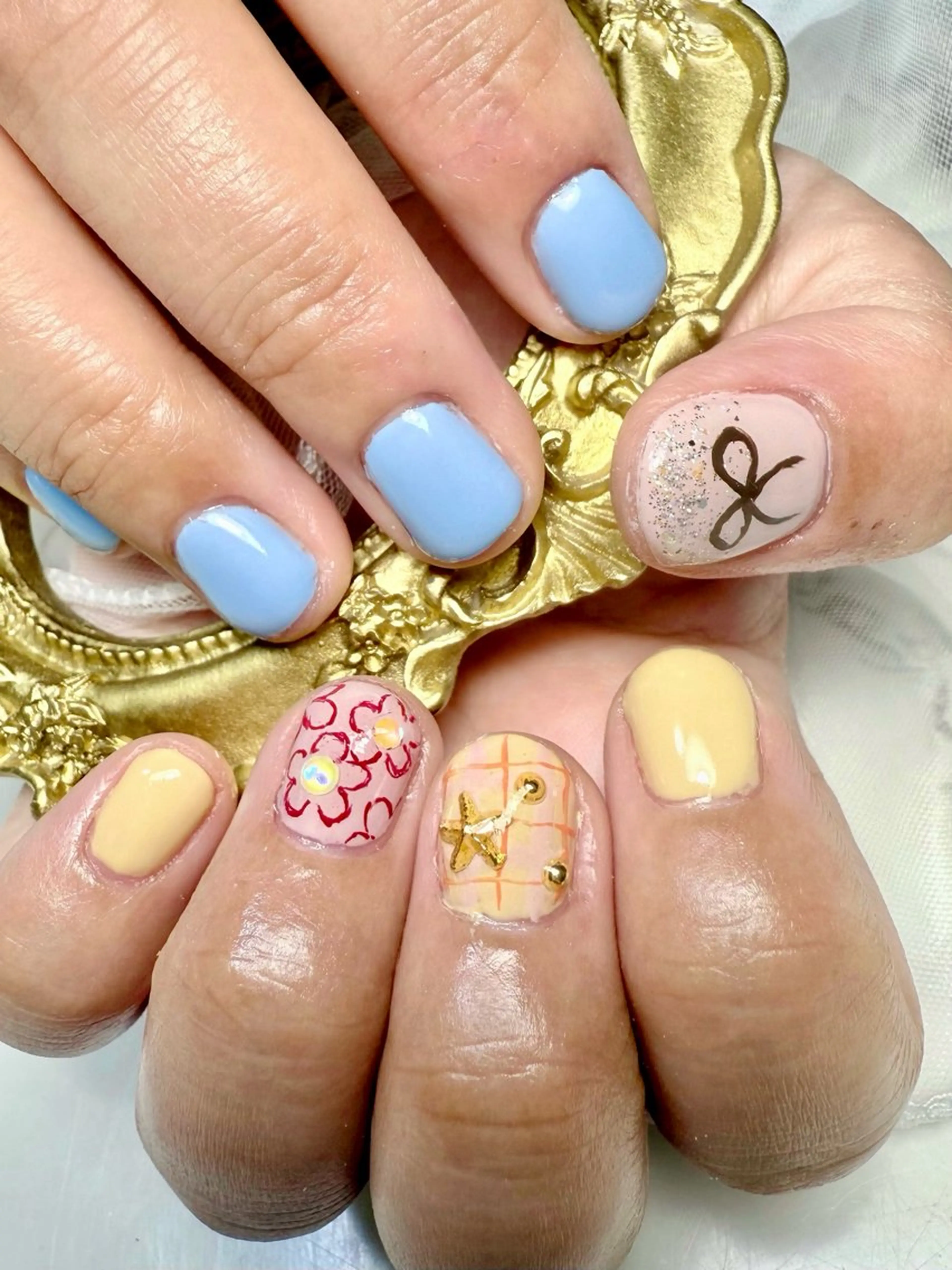 ネイル アートネイル チークネイル フレンチネイル 氷ネイル・うるうるネイル キラキラネイル M.N_ nailのネイルデザイン