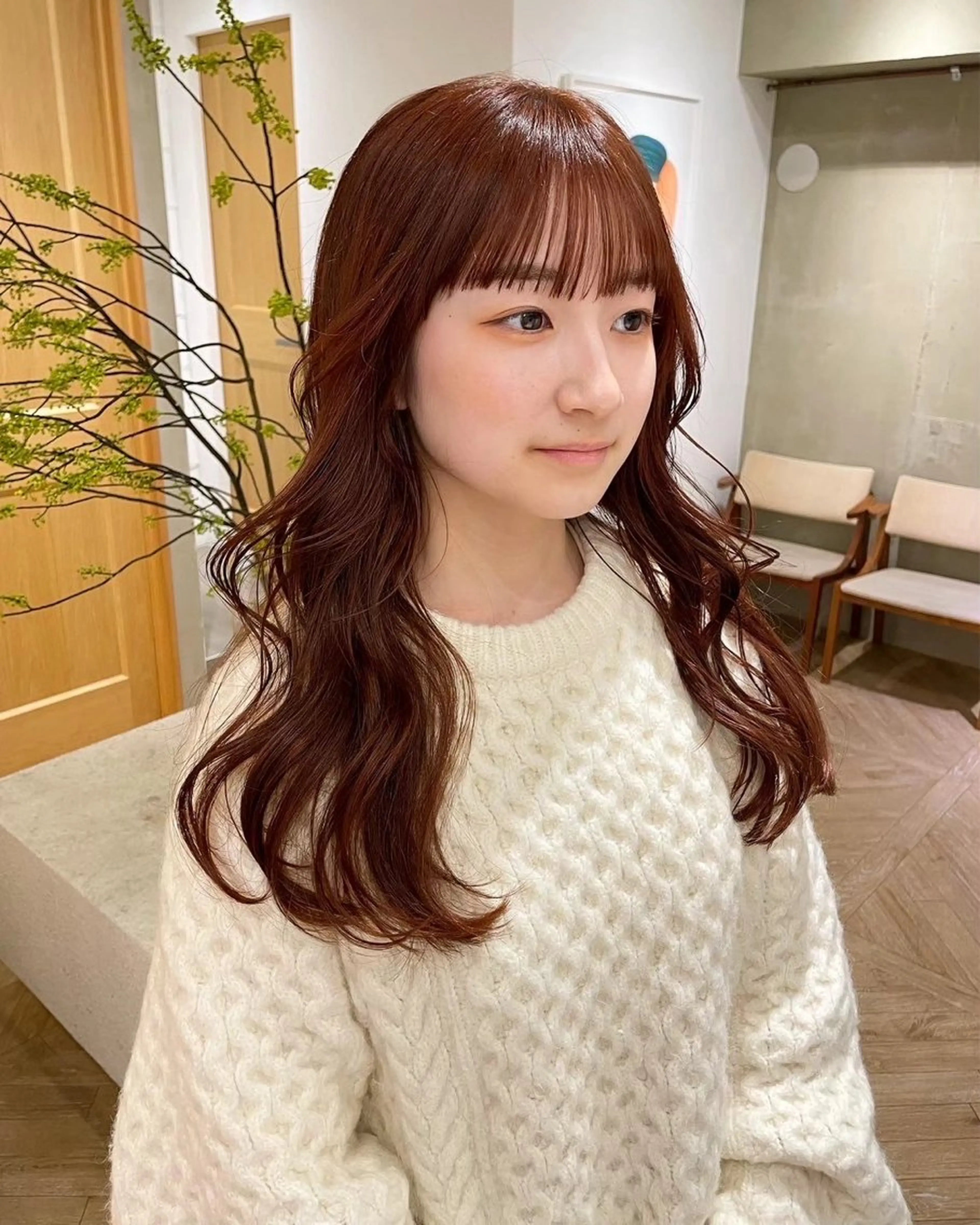 ロング カラー カットモデルレイヤー 暖色カラー モカ🎶のヘアスタイル