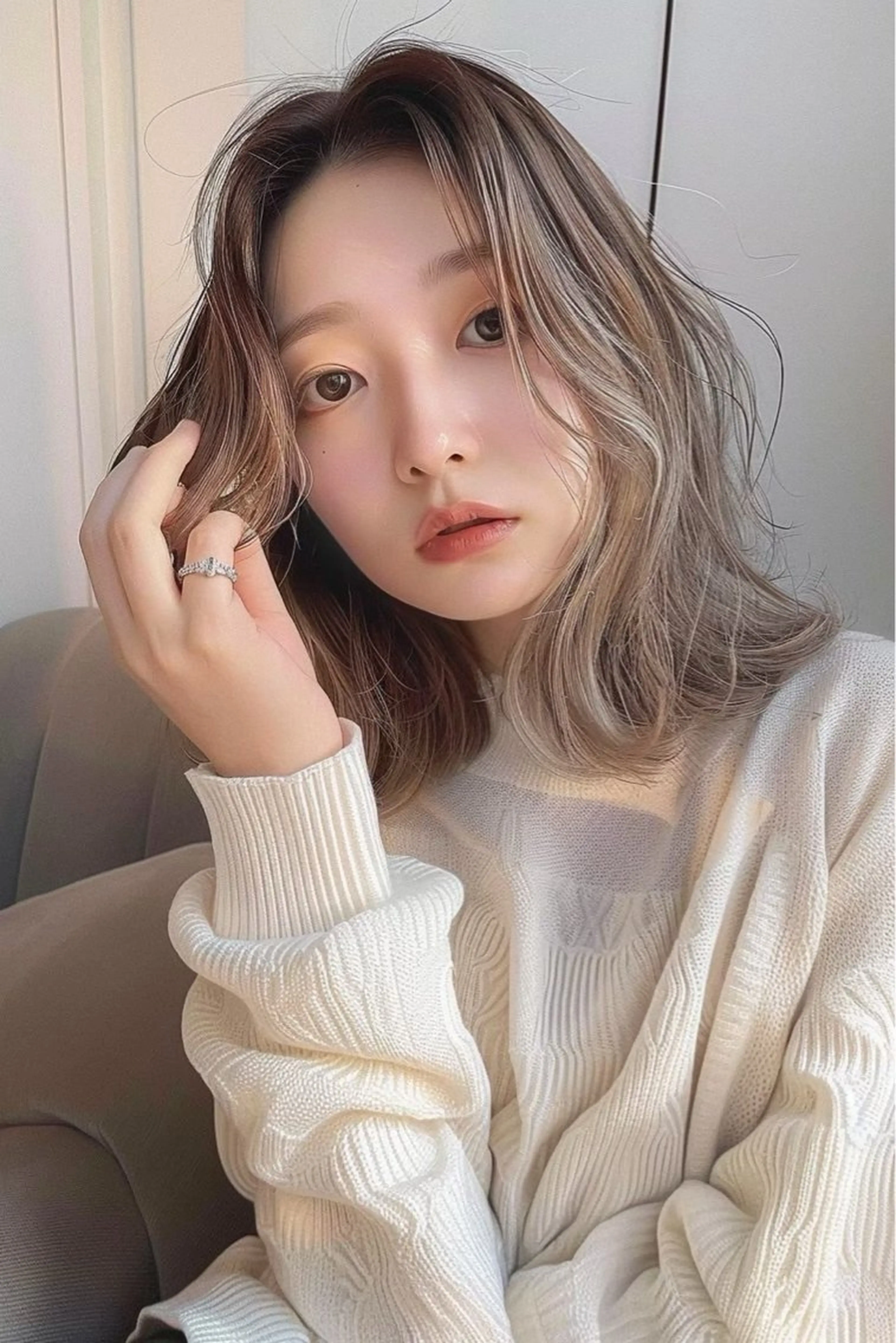 ミディアム カラー カット ヘアカラー トリートメント 圧倒的似合わせ ケアカラーYUTOのヘアスタイル