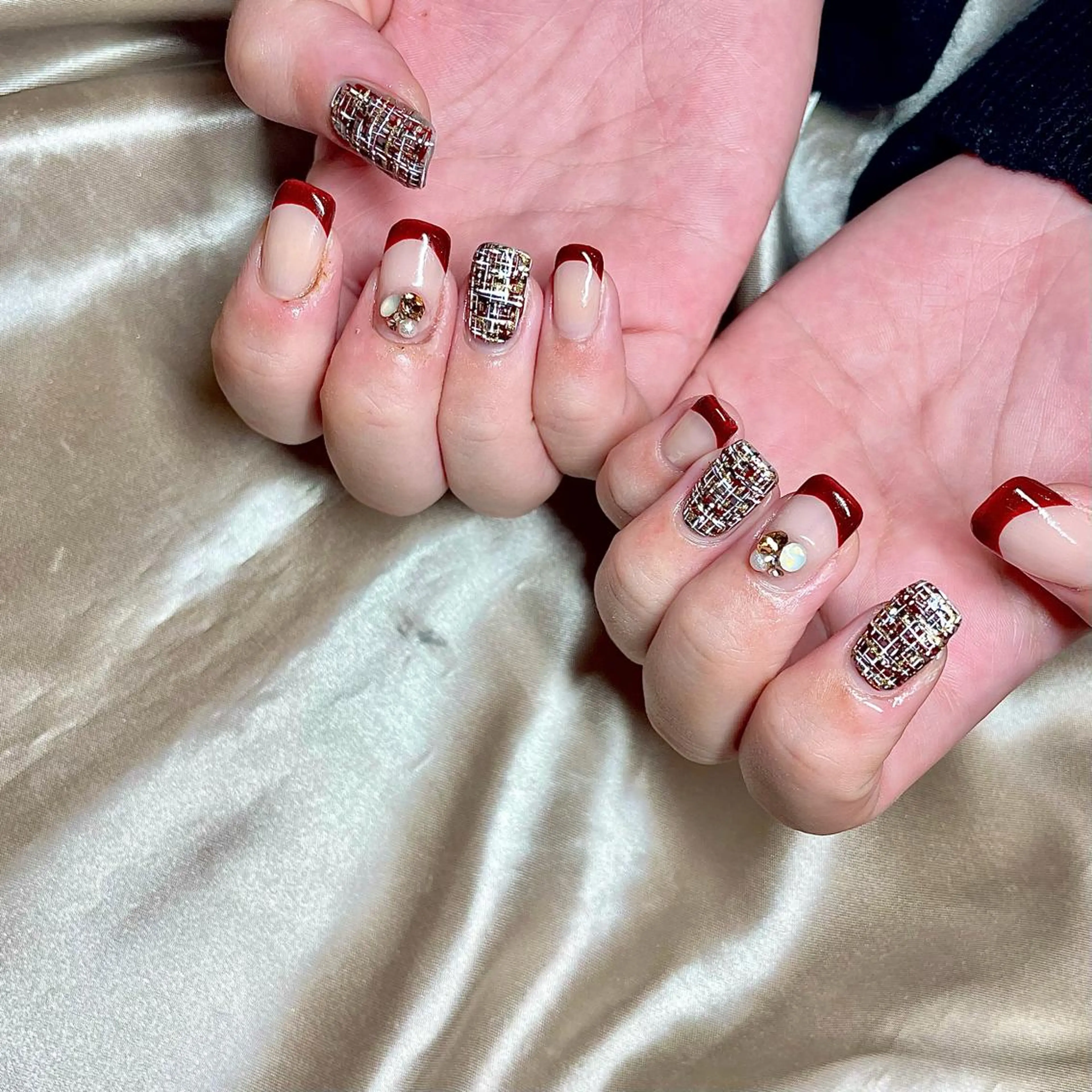 ミディアム カラー パーマ ヘアアレンジ メンズ キッズ ネイル マツエク・マツパ フレンチネイル nail&eye Aoのマツエク・マツパデザイン