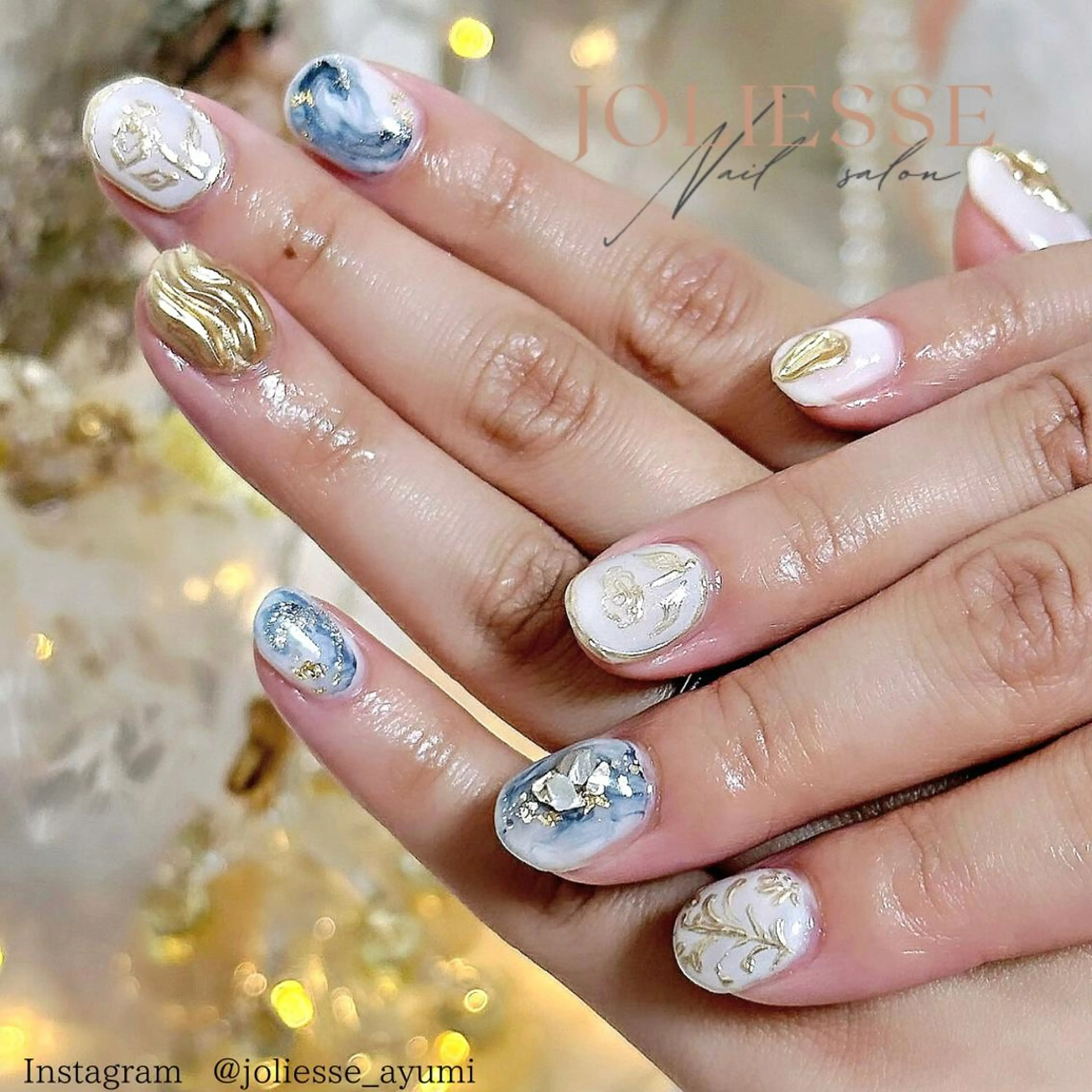 ネイル フラワーネイル ミラーネイル ハンドネイル joliesse【ジョリエス】所属・JOLIESSE Ayumiのネイルデザイン