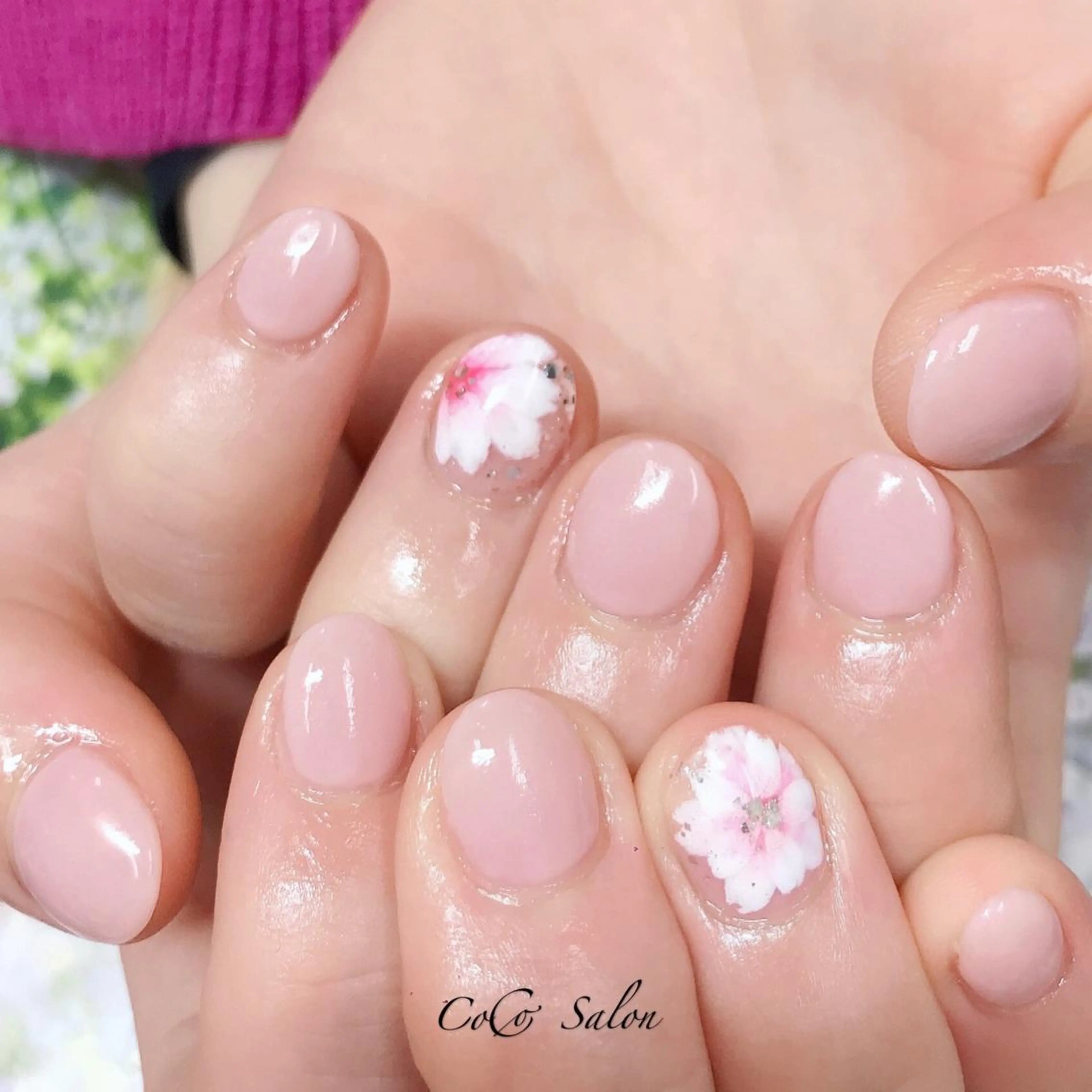 ネイル 桜ネイル オフィスネイル ピンク 春ネイル CoCoSalon ネイル/まつ毛予約のネイルデザイン