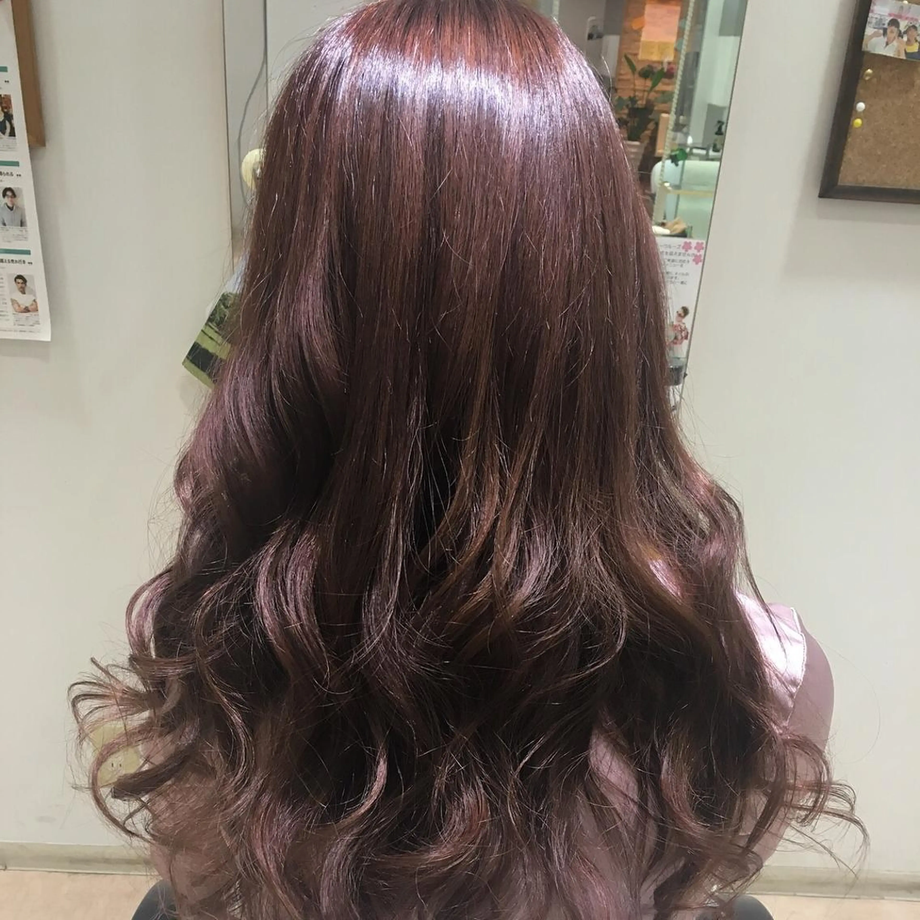 ロング カラー ヘアアレンジ ピンクカラー カット ヘアカラー きむえり/髪質改善 /セット/カラーのヘアスタイル